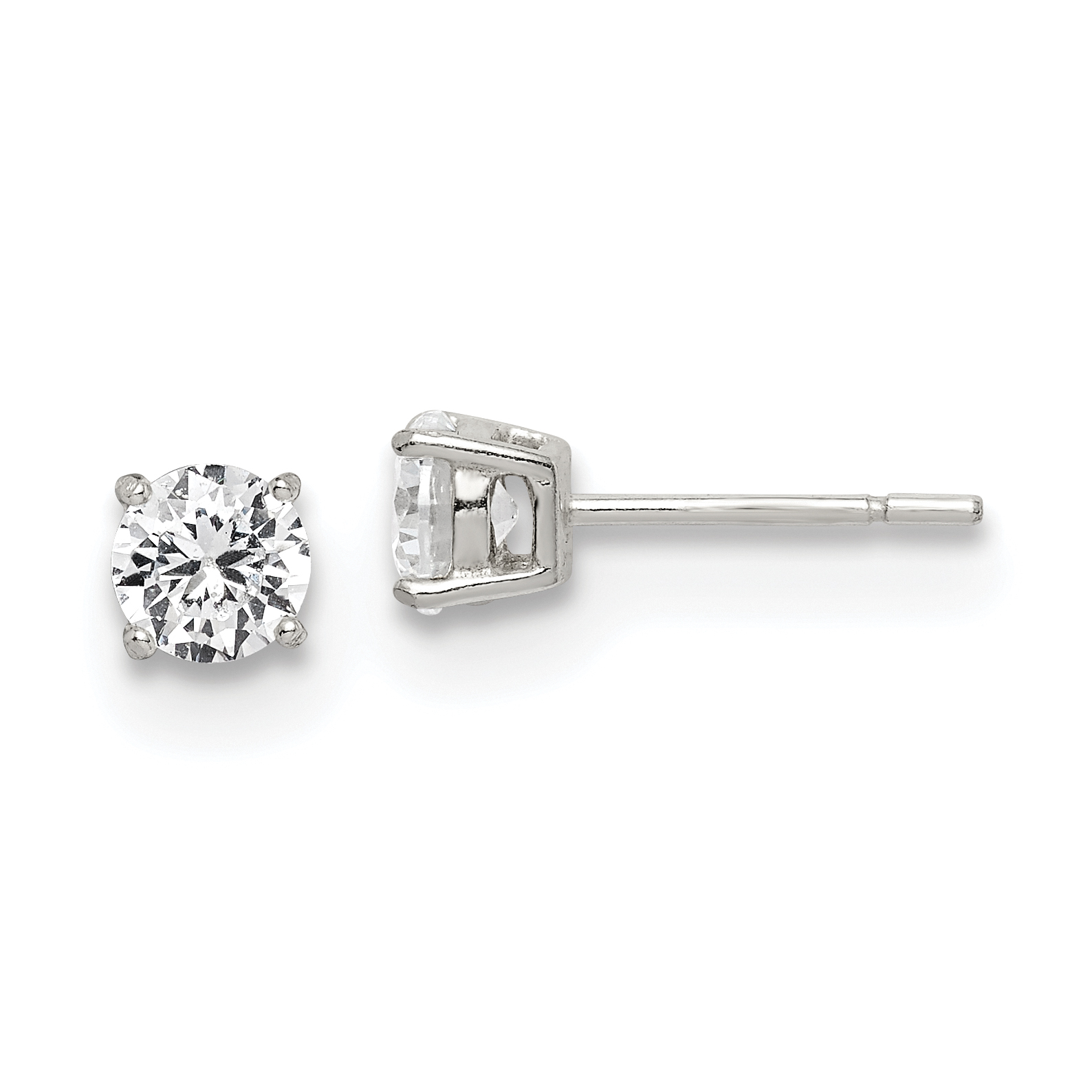 Core Silver Sterling Silver Polished CZ Post Earrings