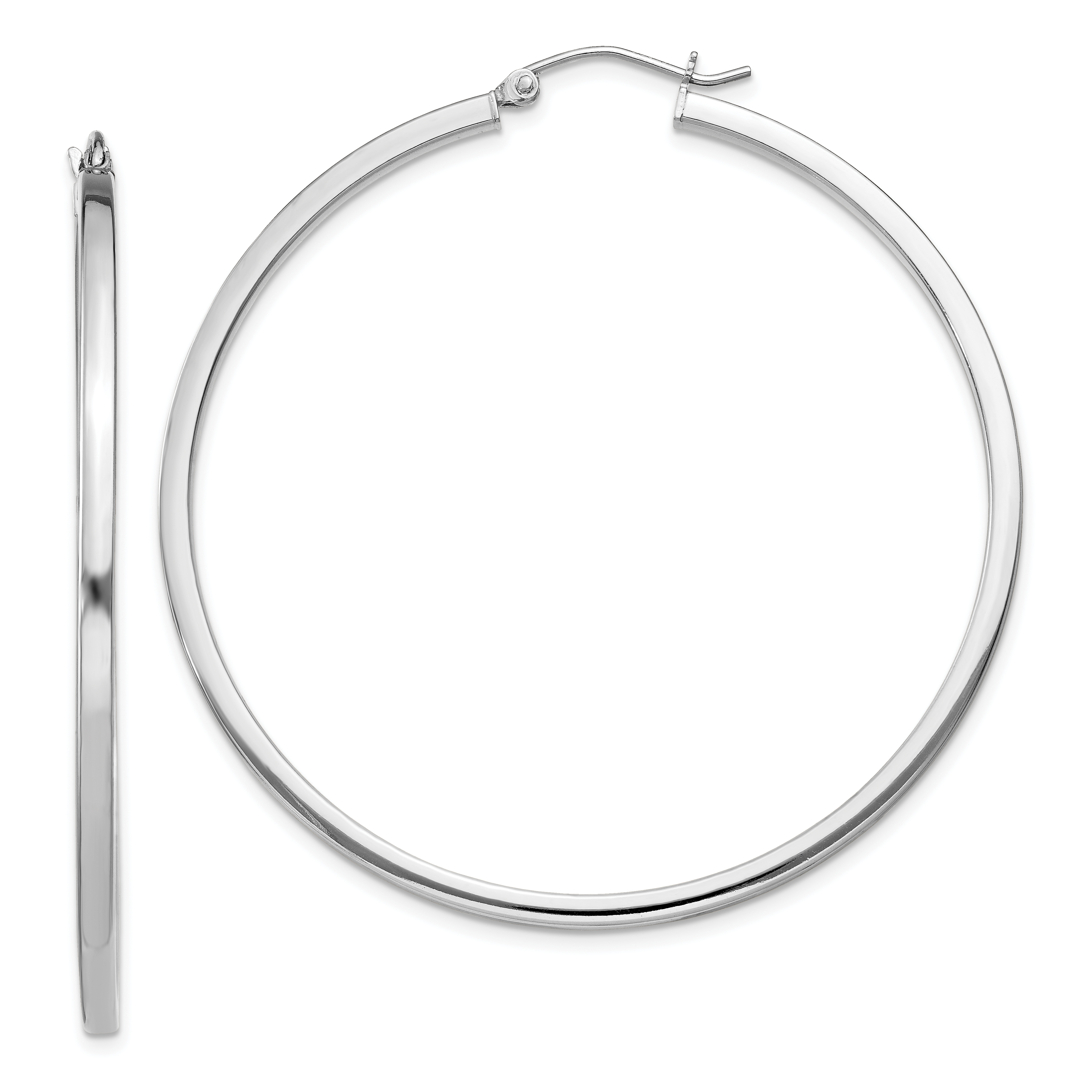 Core Silver Sterling Silver Rhodium-plated 2mm Square Tube Hoop Earrings