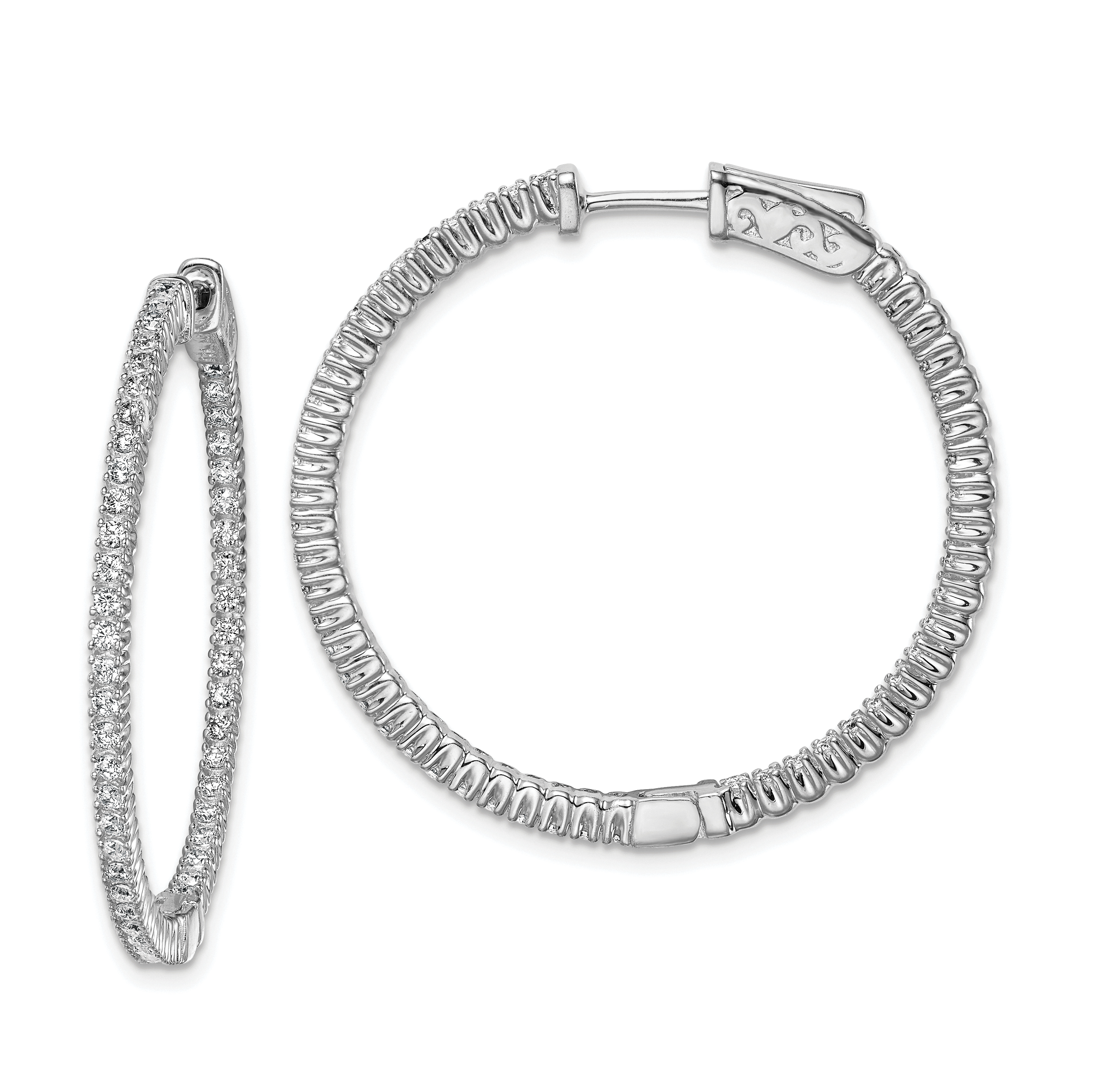 Sterling Shimmer Sterling Silver Rhodium-plated CZ In and Out Round Hoop Earrings