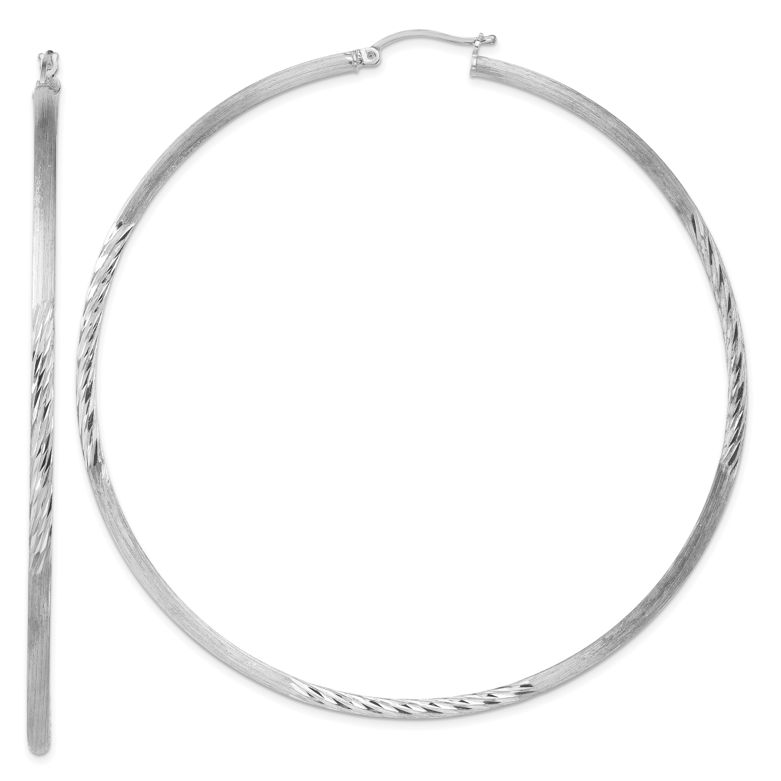 Core Silver Sterling Silver Rhodium-plated Satin Finished D/C Twisted Hoop Earrings