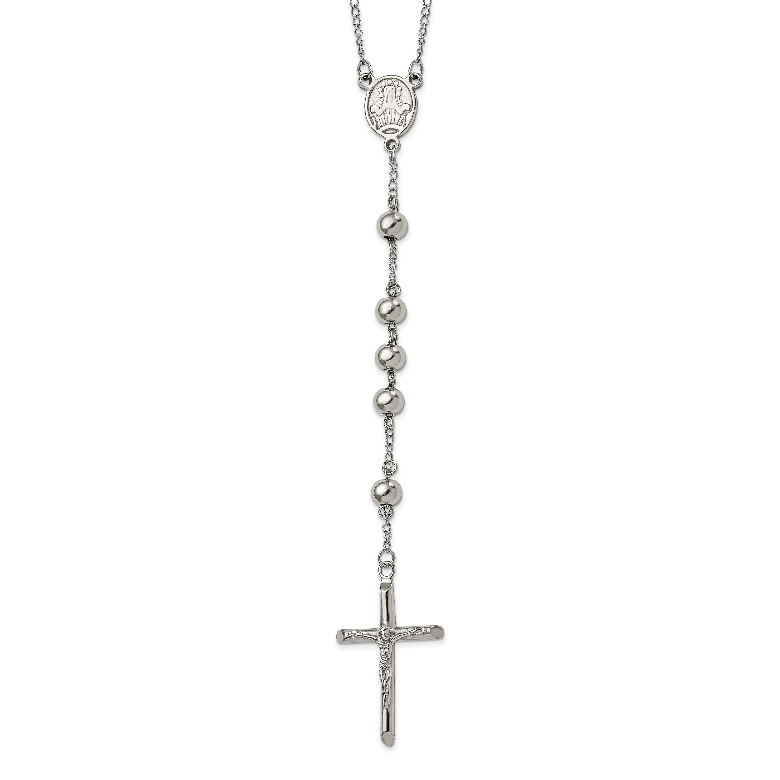 Chisel Stainless Steel 8mm Bead Rosary Necklace