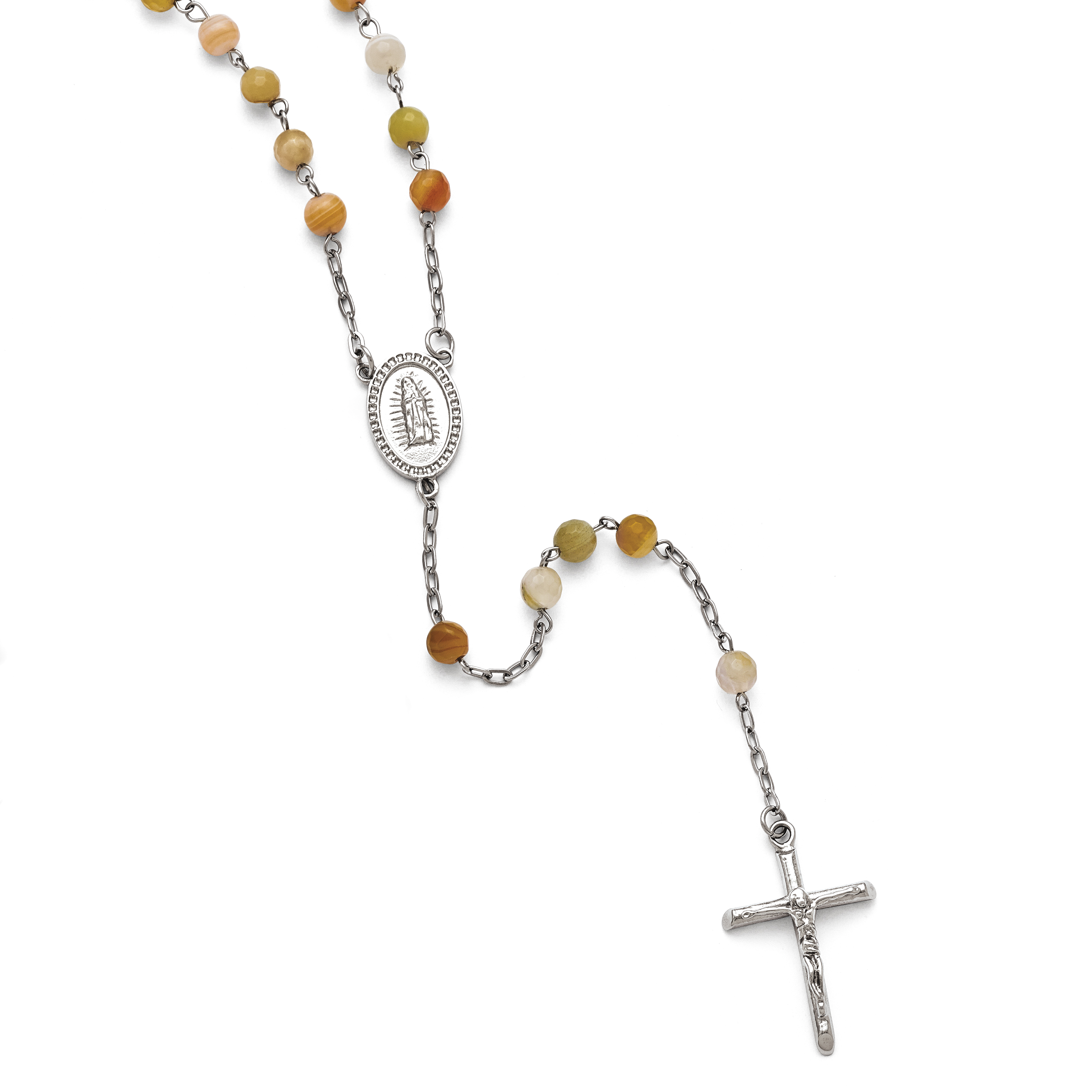 Chisel Stainless Steel Polished Agate Rosary
