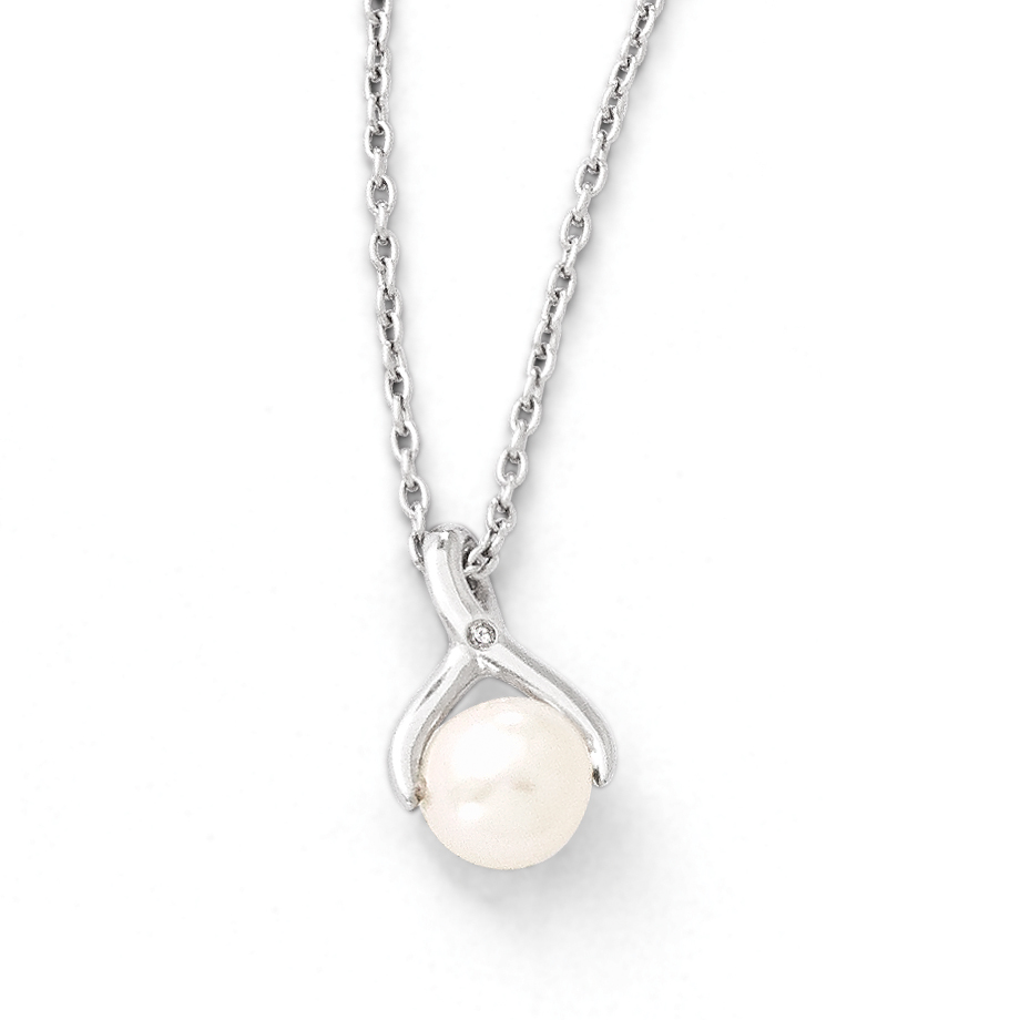 White Ice SS White Ice FW Cultured Pearl & Diamond Necklace