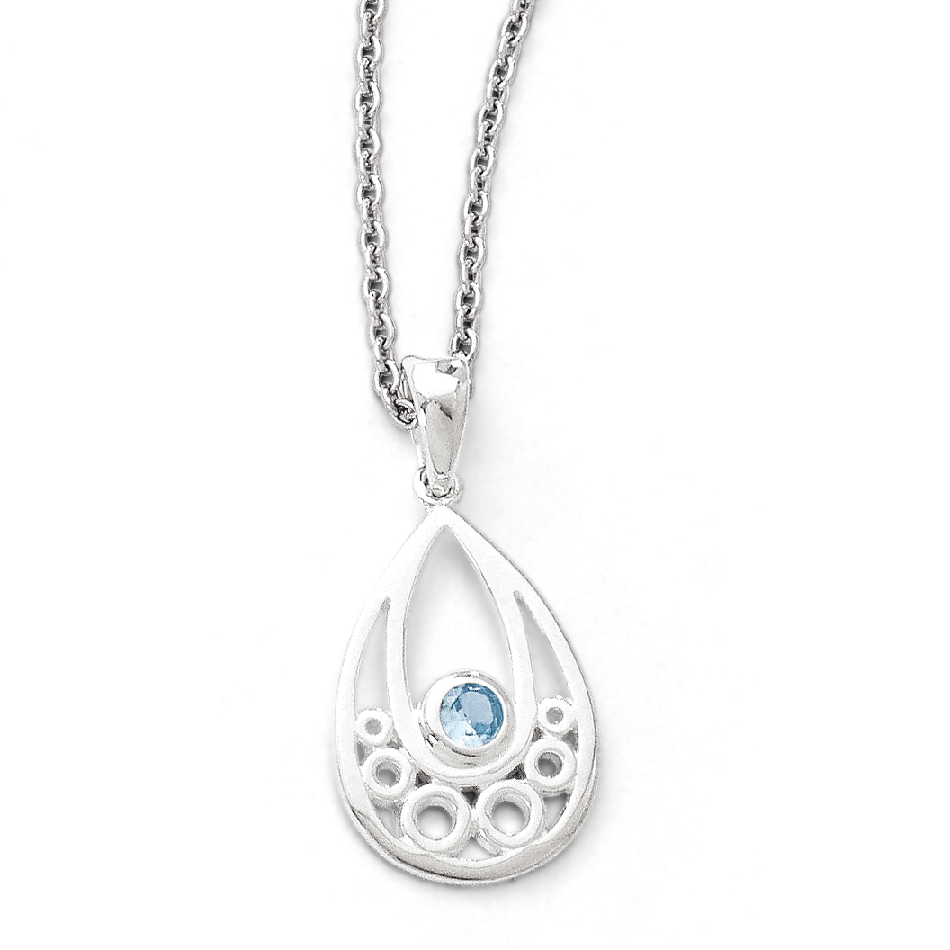 Mother's Day SS White Ice w/ Blue Topaz Necklace