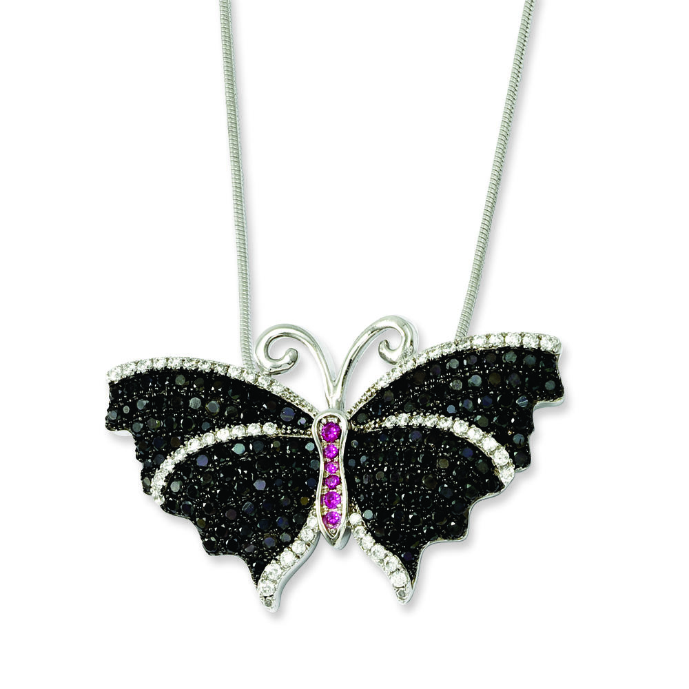 CLOSEOUTS Sterling Silver & CZ Brilliant Embers Butterfly Necklace