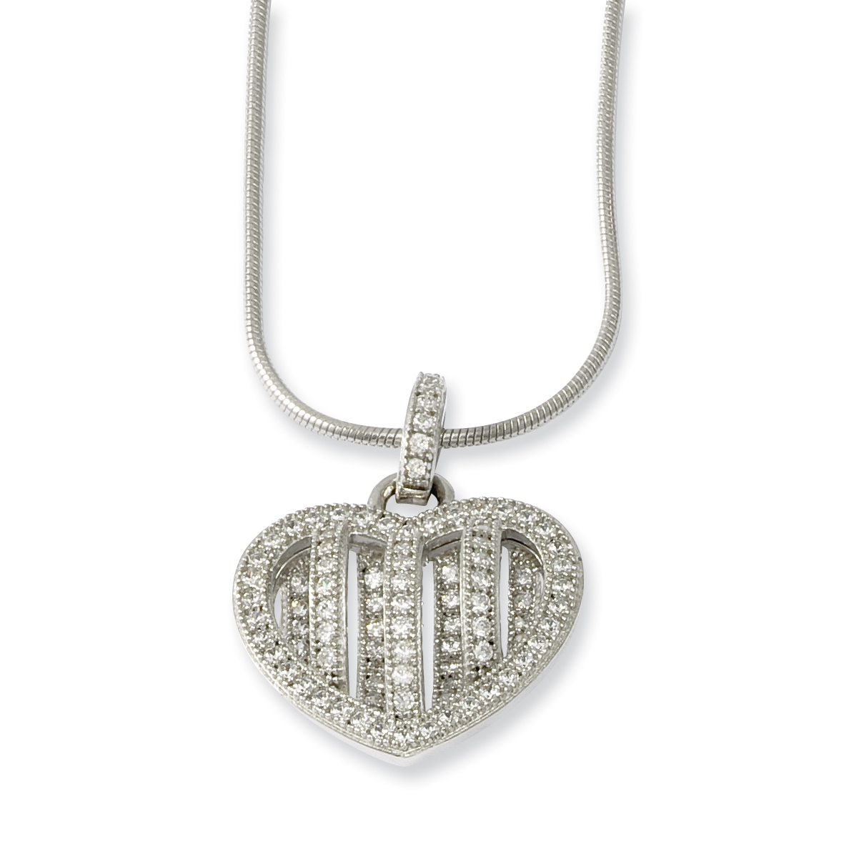 Brilliant Embers Sterling Silver & CZ Brilliant Embers Polished Heart Necklace