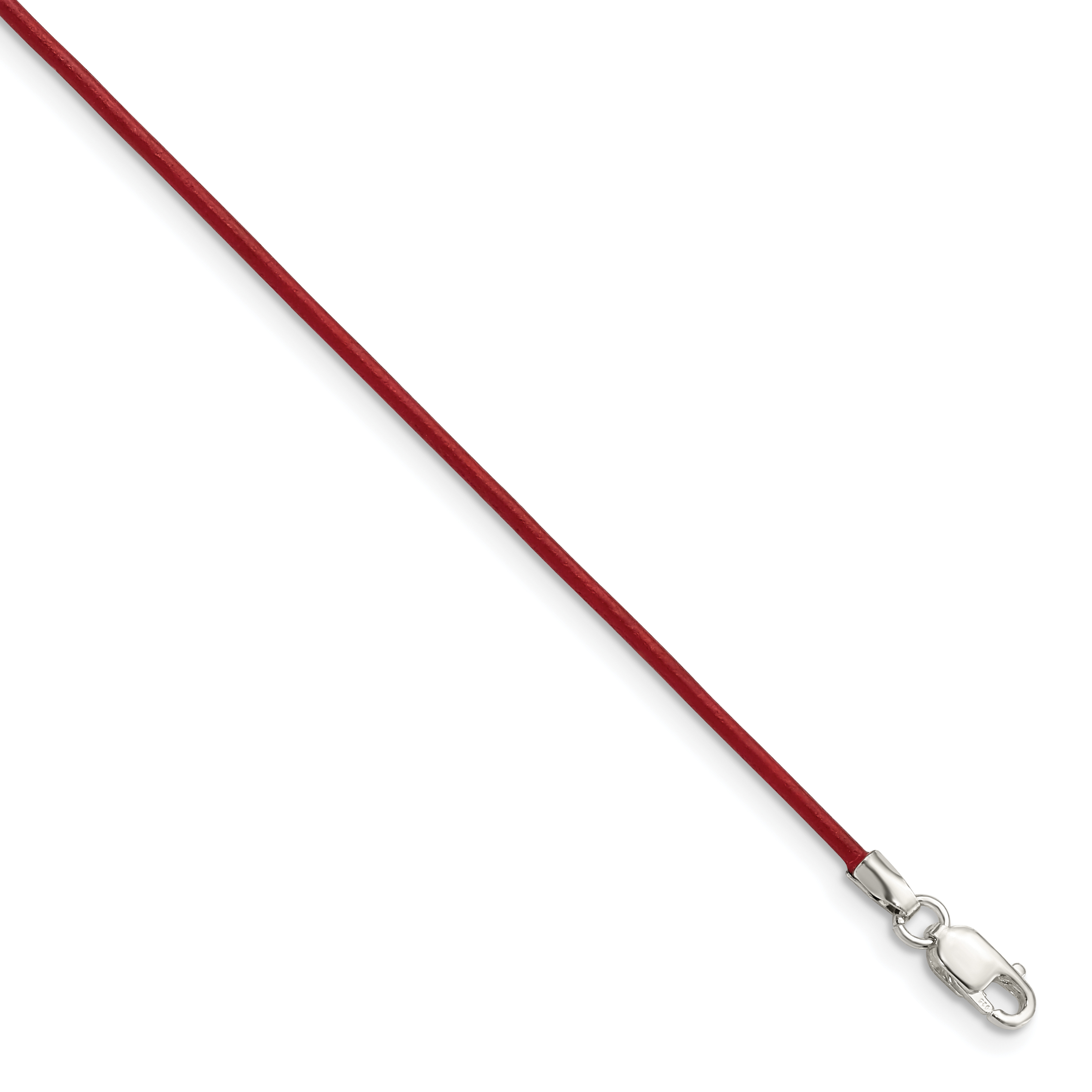 Core Silver Sterling Silver 18inch 1.5mm Poppy Leather Cord Necklace