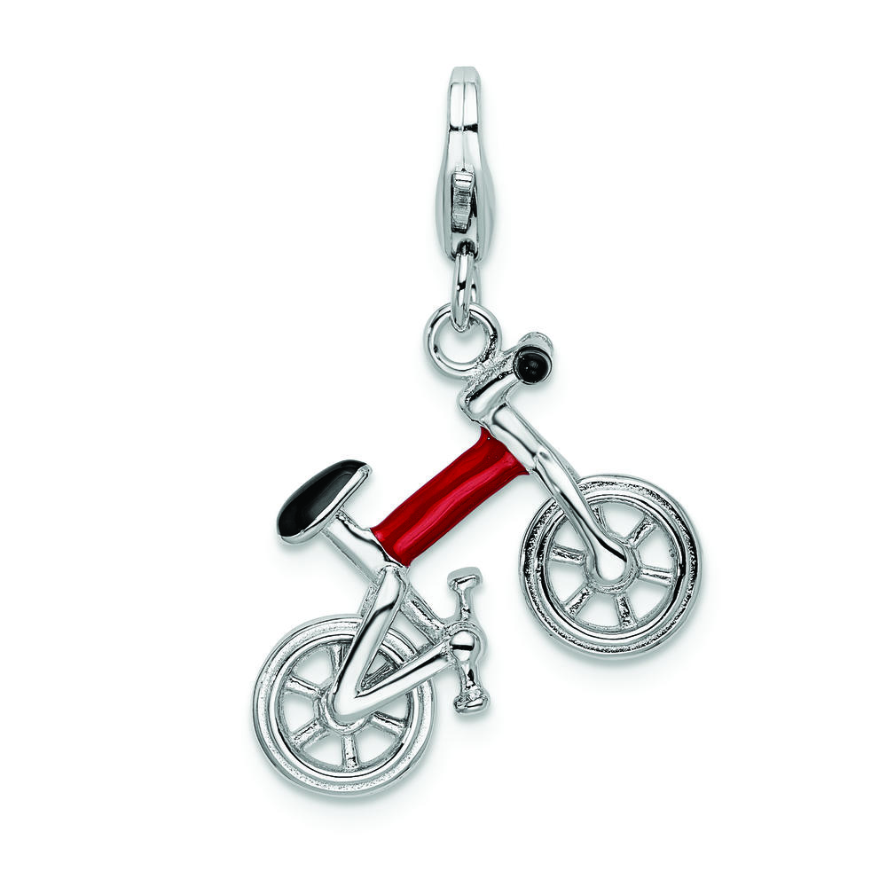 Amore La Vita Sterling Silver 3-D Enameled Bicycle w/Lobster Clasp Charm