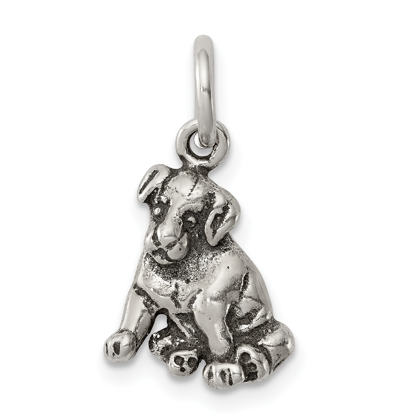 Core Silver Sterling Silver Antiqued Dog Charm