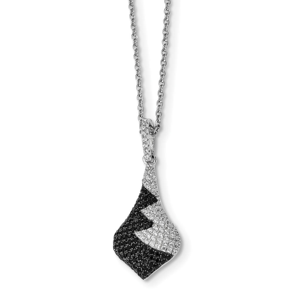 Brilliant Embers Sterling Silver Black & White CZ Brilliant Embers Polished Necklace
