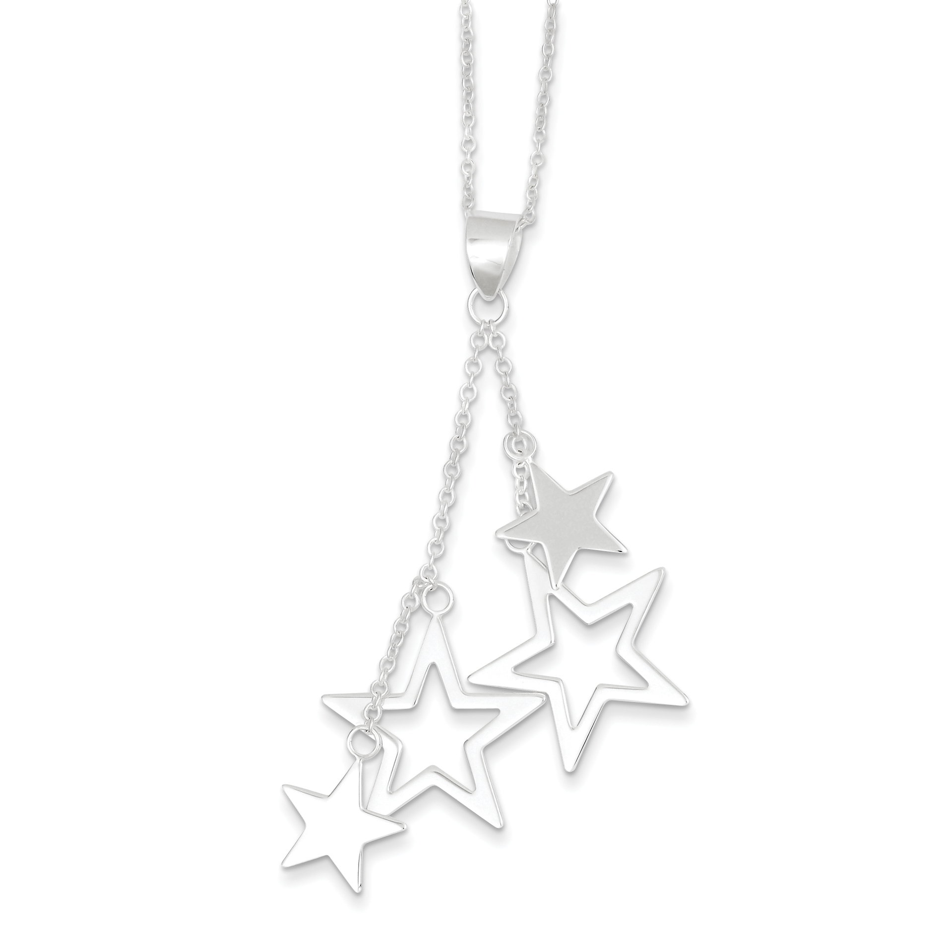 Dads/Grads Sterling Silver Dangling Stars Necklace
