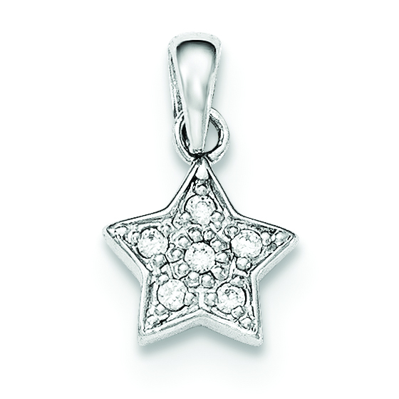 Core Silver Sterling Silver Polished CZ Star Pendant