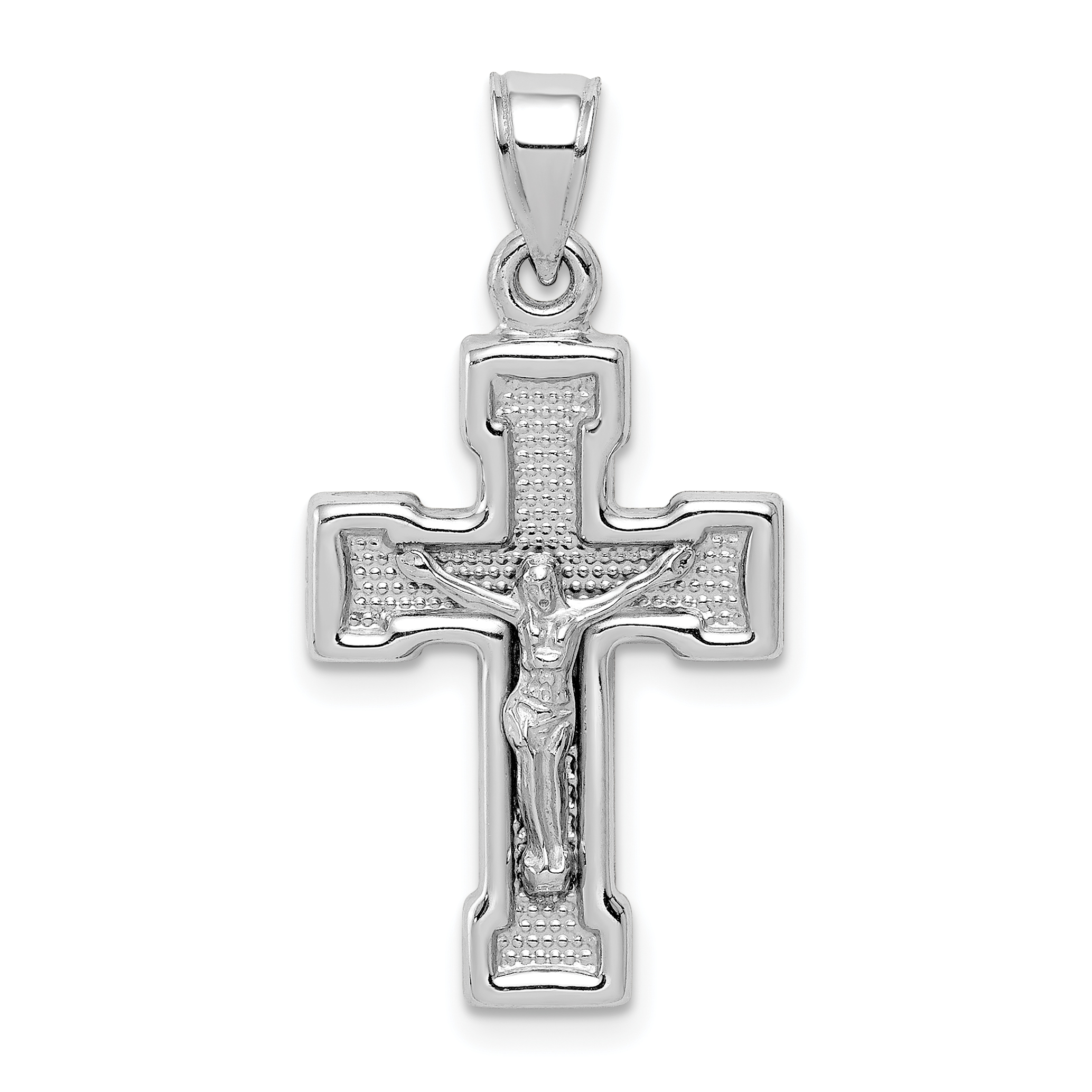 Core Silver Sterling Silver Rhodium-plated Hollow Latin Crucifix Pendant