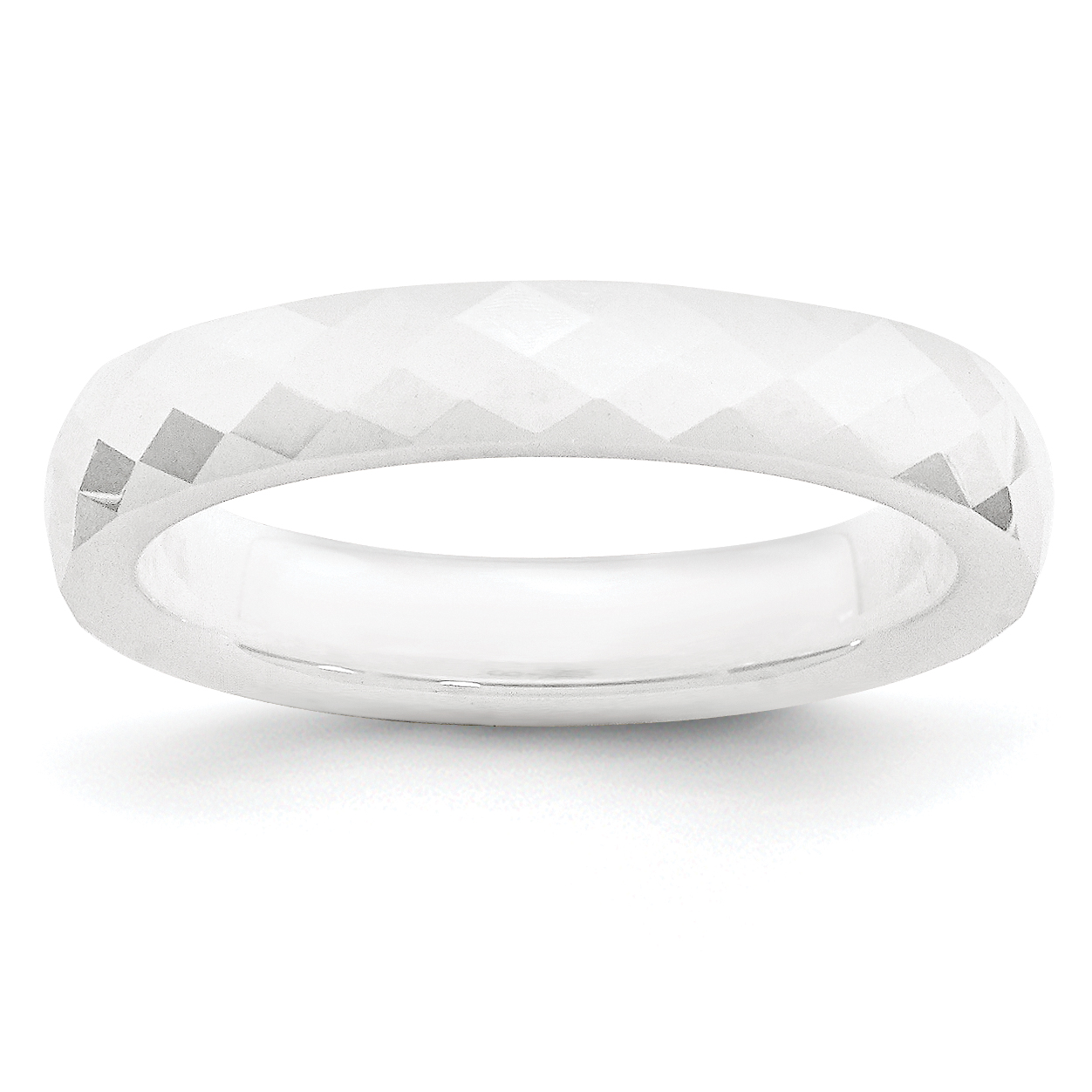 Bridal Ceramic White 4mm Faceted Polished Band