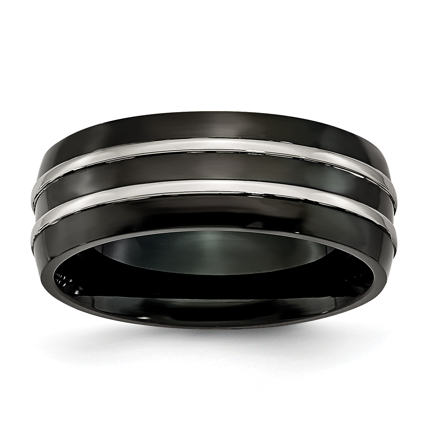 Bridal Stainless Steel 8mm Black IP-plated Brushed & Polished Band