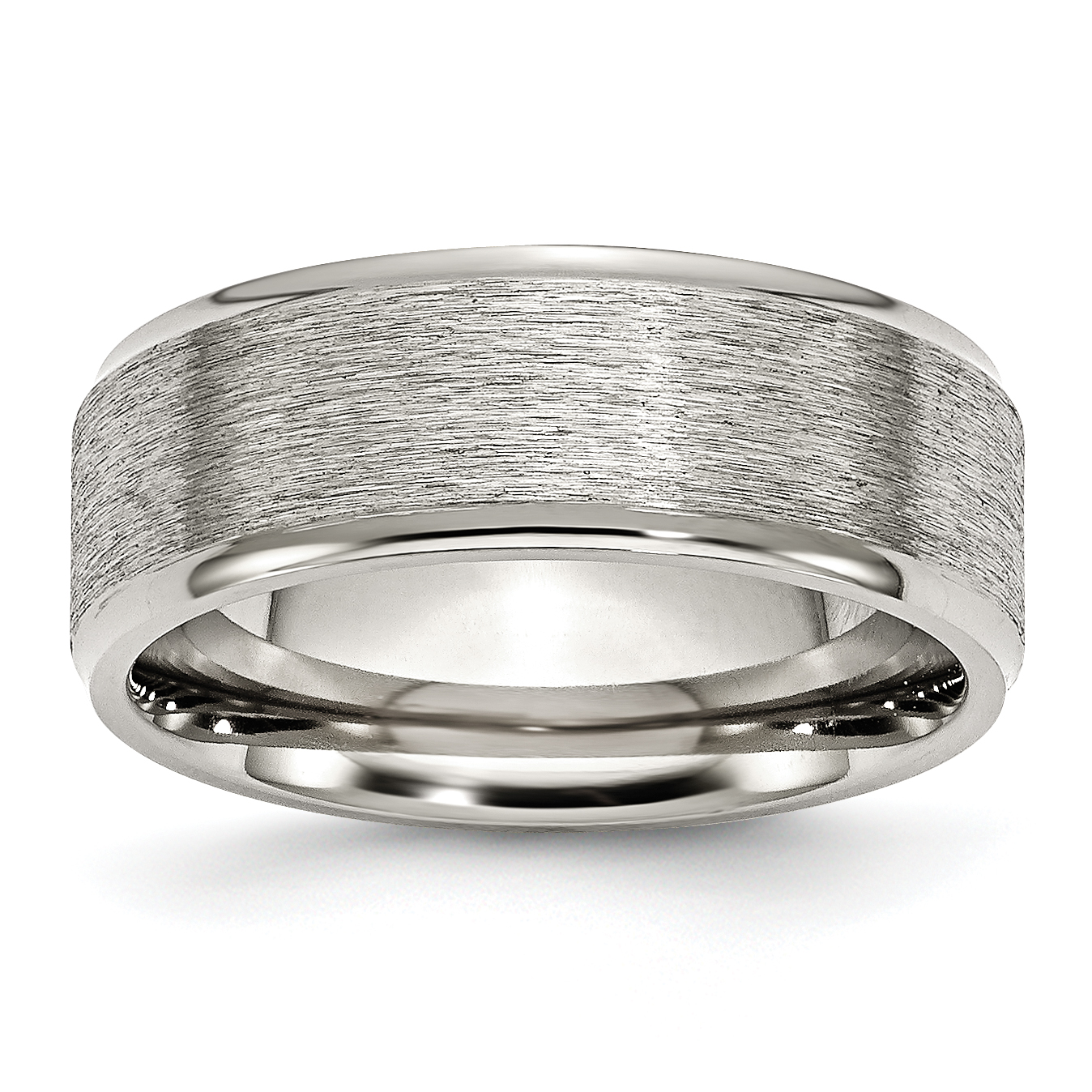 Chisel Stainless Steel Ridged Edge 8mm Brushed and Polished Band
