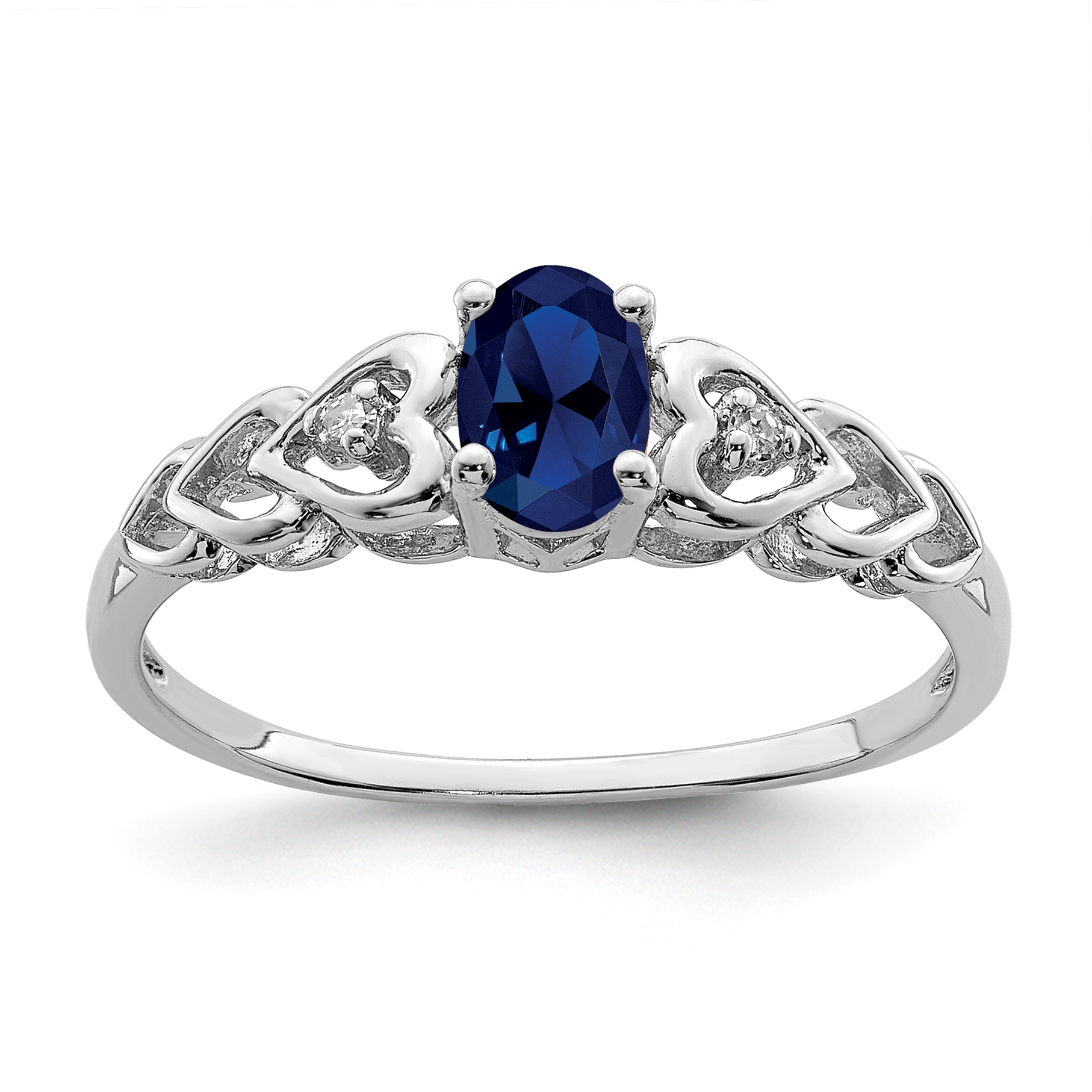Core Silver Sterling Silver Created Sapphire & Diamond Ring