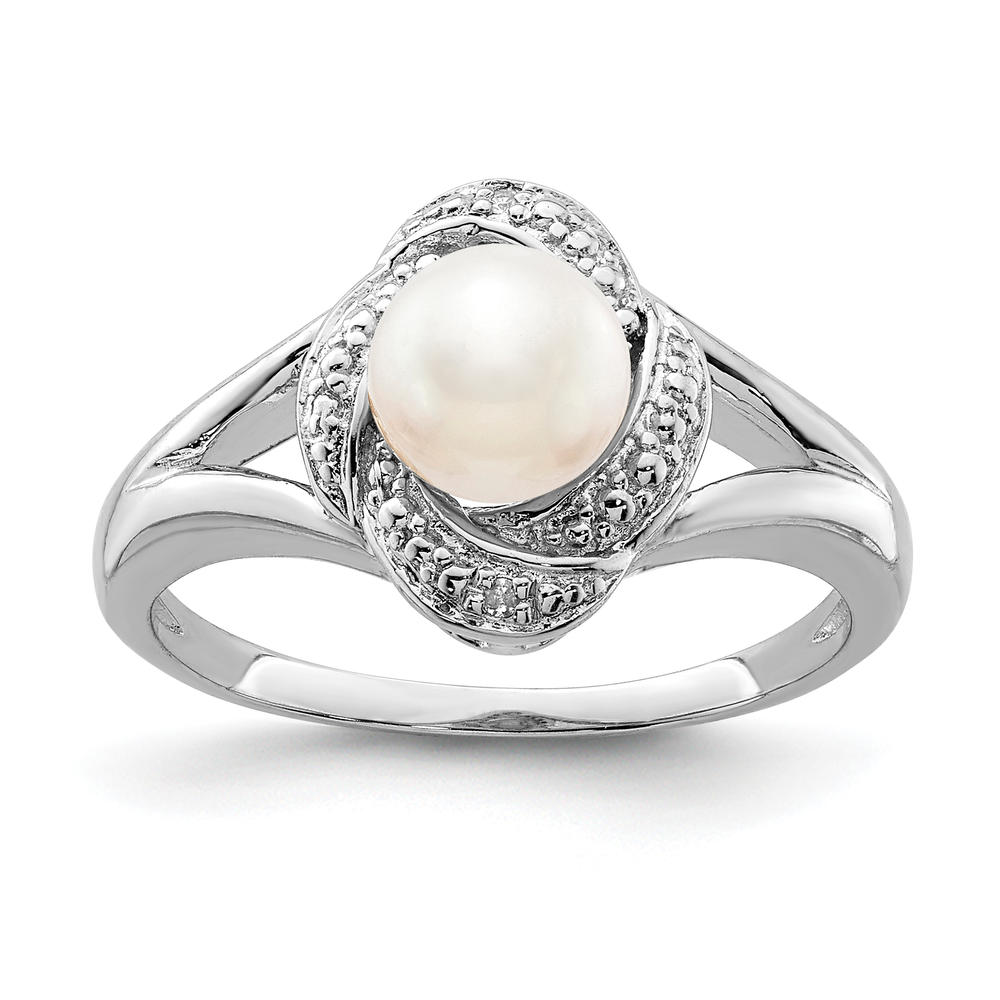 Colored Gemstones Sterling Silver Diamond & FW Cultured Pearl Ring