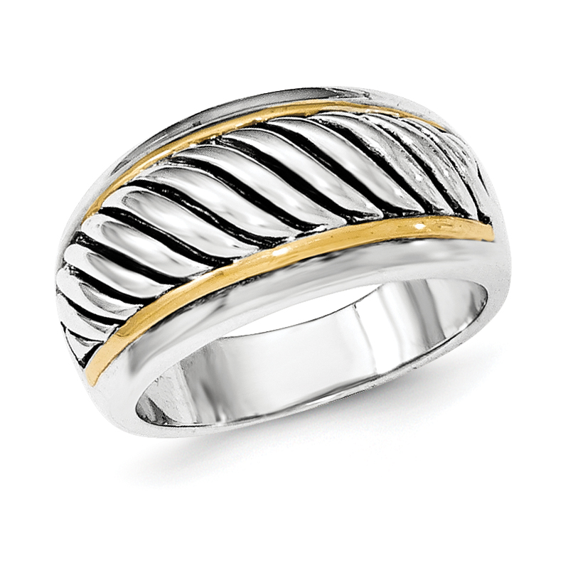 Core Silver Sterling Silver Gold-tone Antiqued Ring