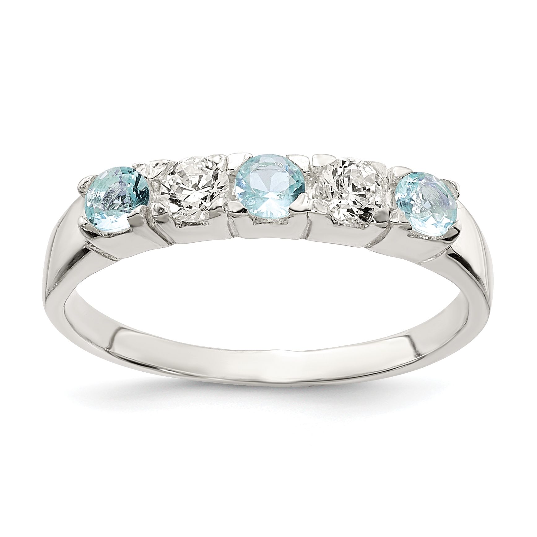 Core Silver Sterling Silver Light Blue & White CZ Ring