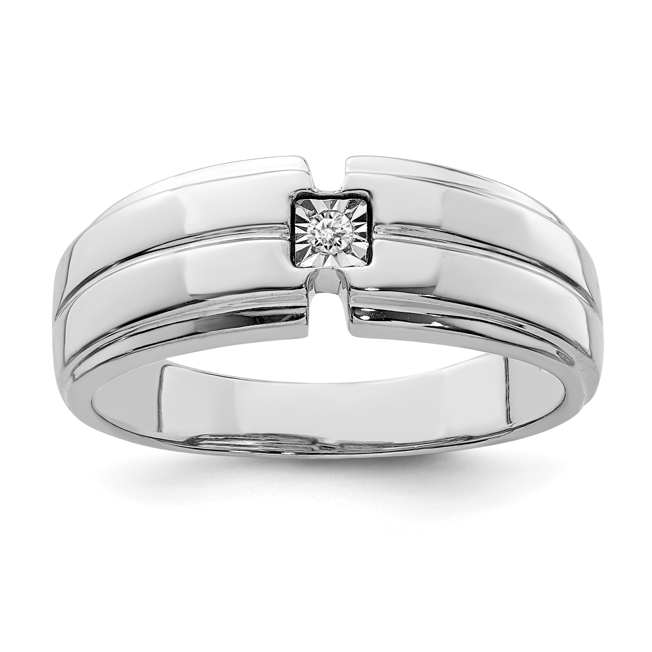 Core Silver Sterling Silver Men's Polished Diamond Ring