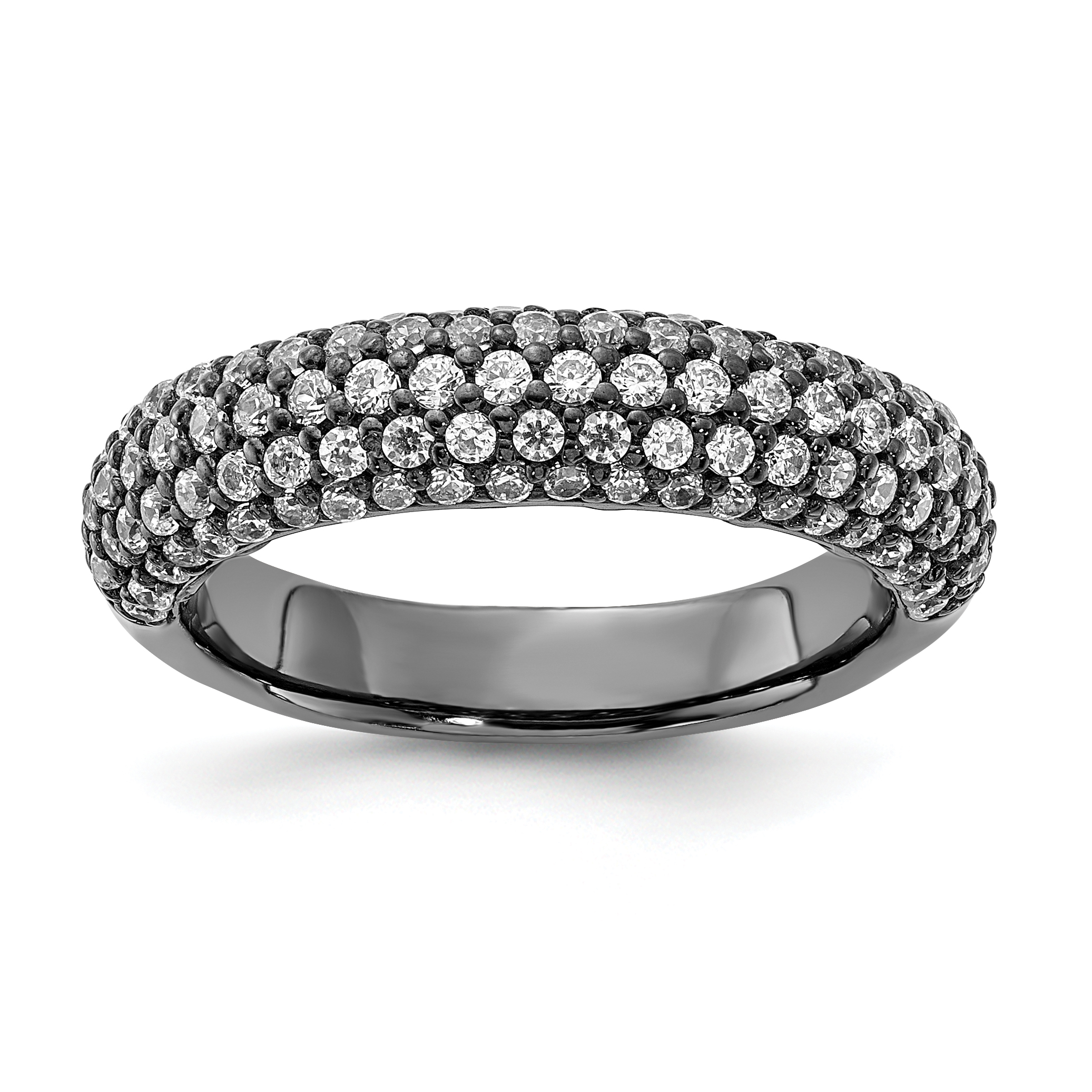 Sterling Shimmer Sterling Silver Pave Ruthenium-plated 113 Stone CZ Ring