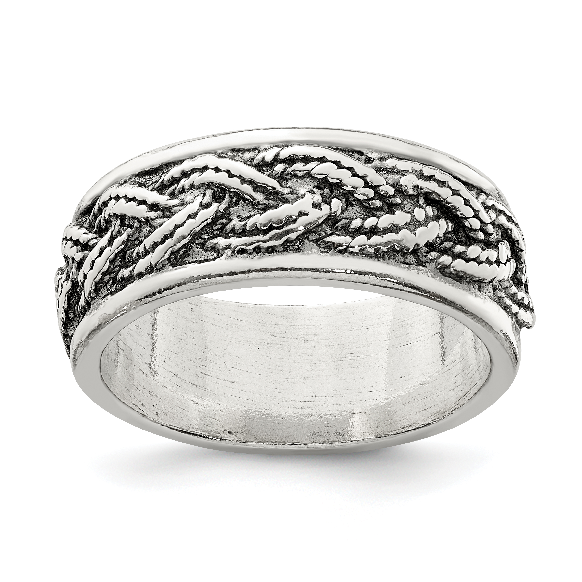 Core Silver Sterling Silver Rope Weave Design Ring