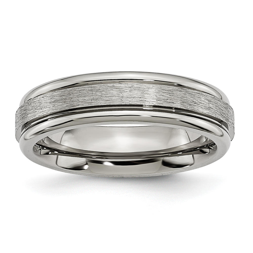 Bridal Titanium Grooved Edge 6mm Satin and Polished Band