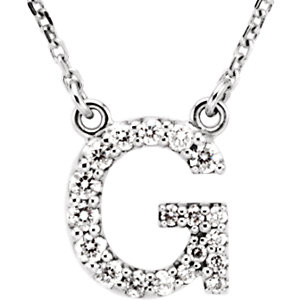 Stu 14kt White Letter "G" 1/6 CTW Diamond 16" Necklace
