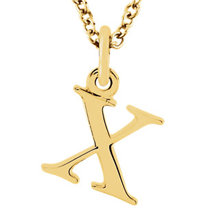 Stu 14kt Yellow "x" Lowercase Initial 16" Necklace