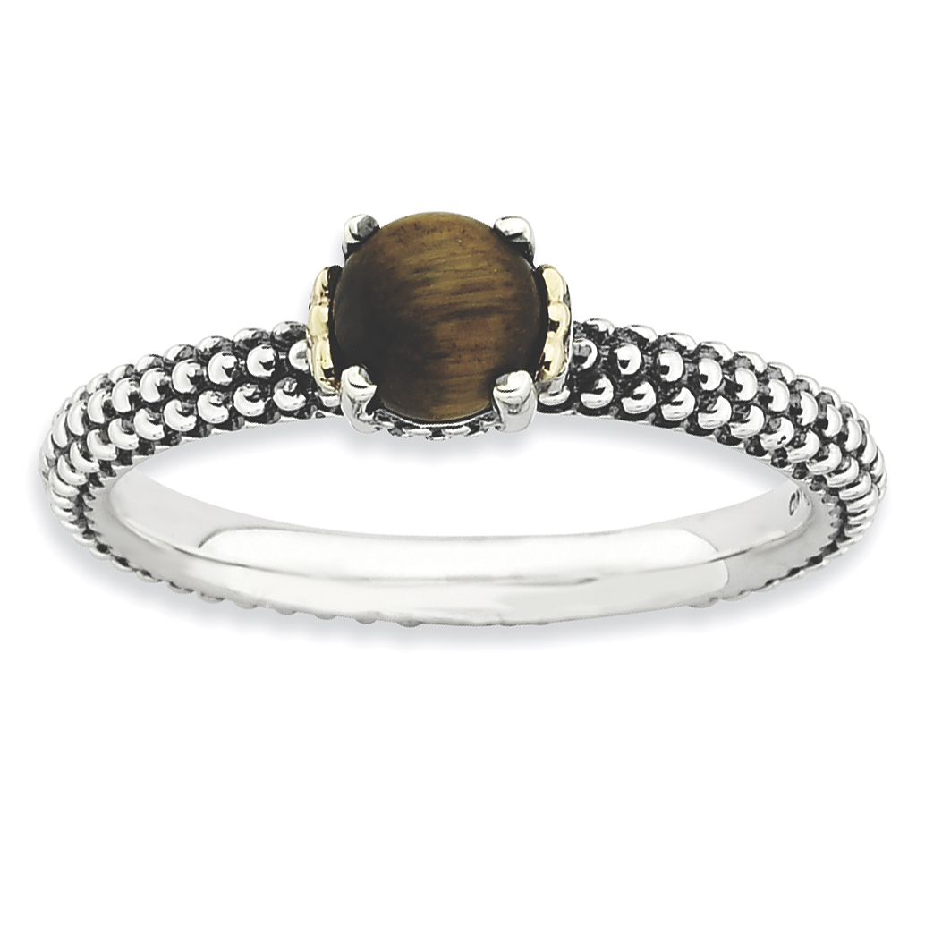Stackable Expressions Sterling Silver & 14k Stackable Expressions Tiger's Eye Antiqued Ring