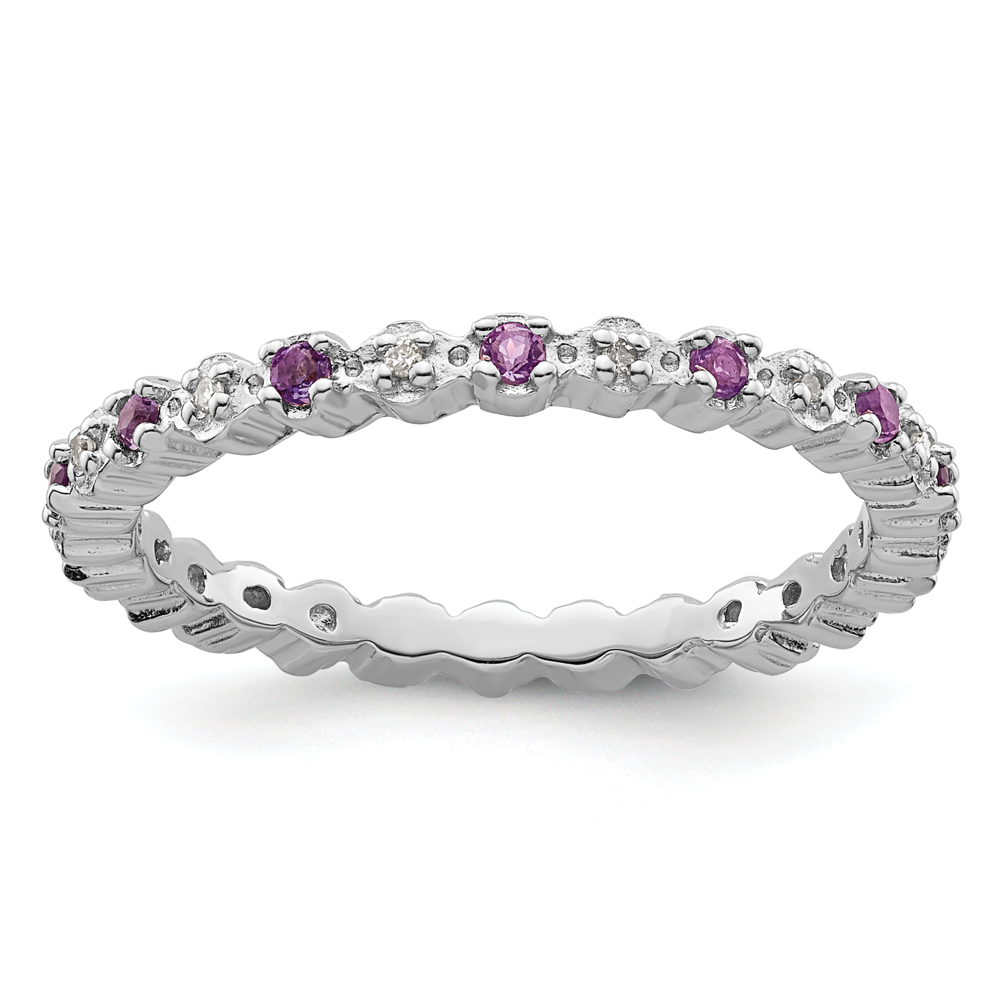 Stackable Expressions Sterling Silver Stackable Expressions Amethyst & Diamond Ring