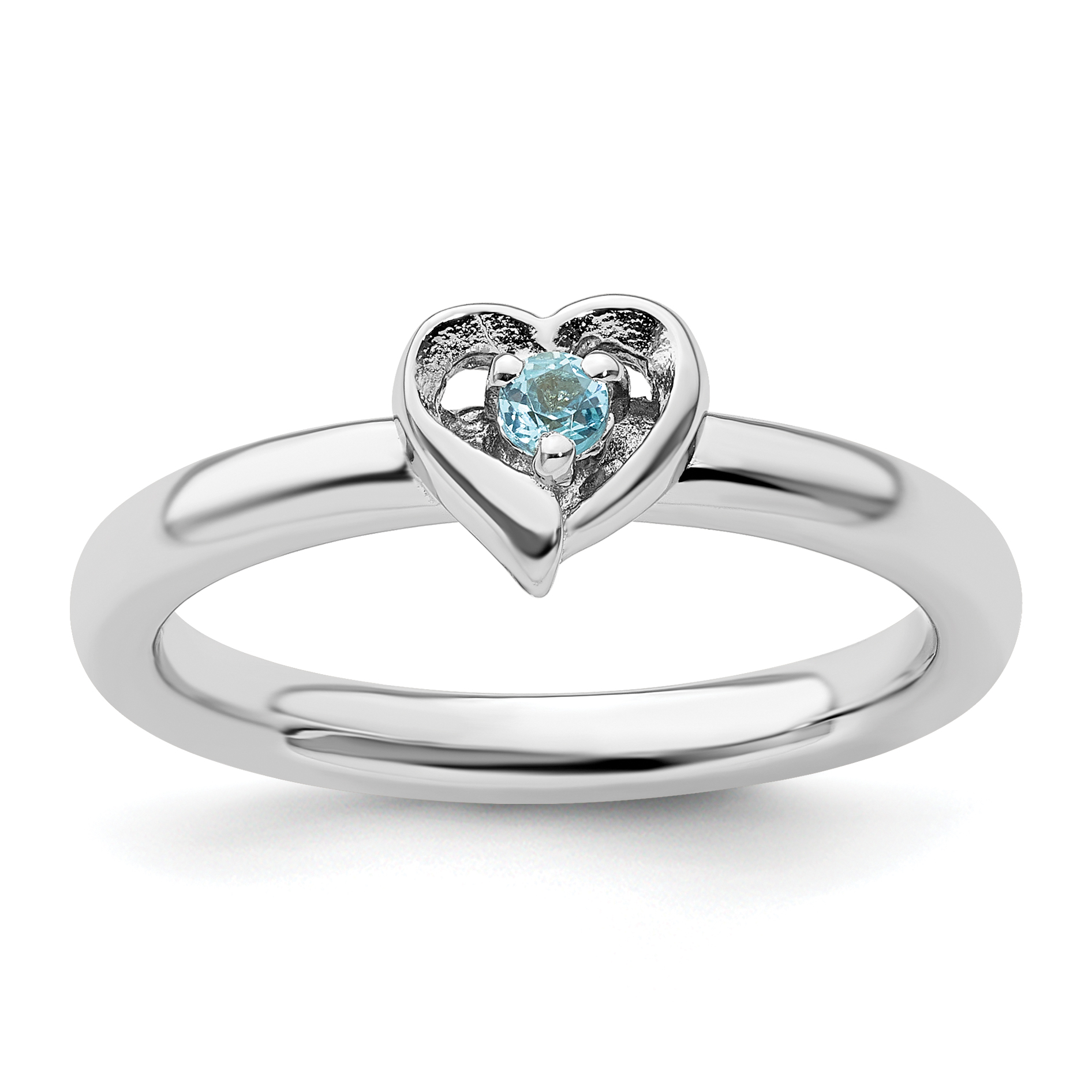 Stackable Expressions Sterling Silver Stackable Expressions Blue Topaz Heart Ring