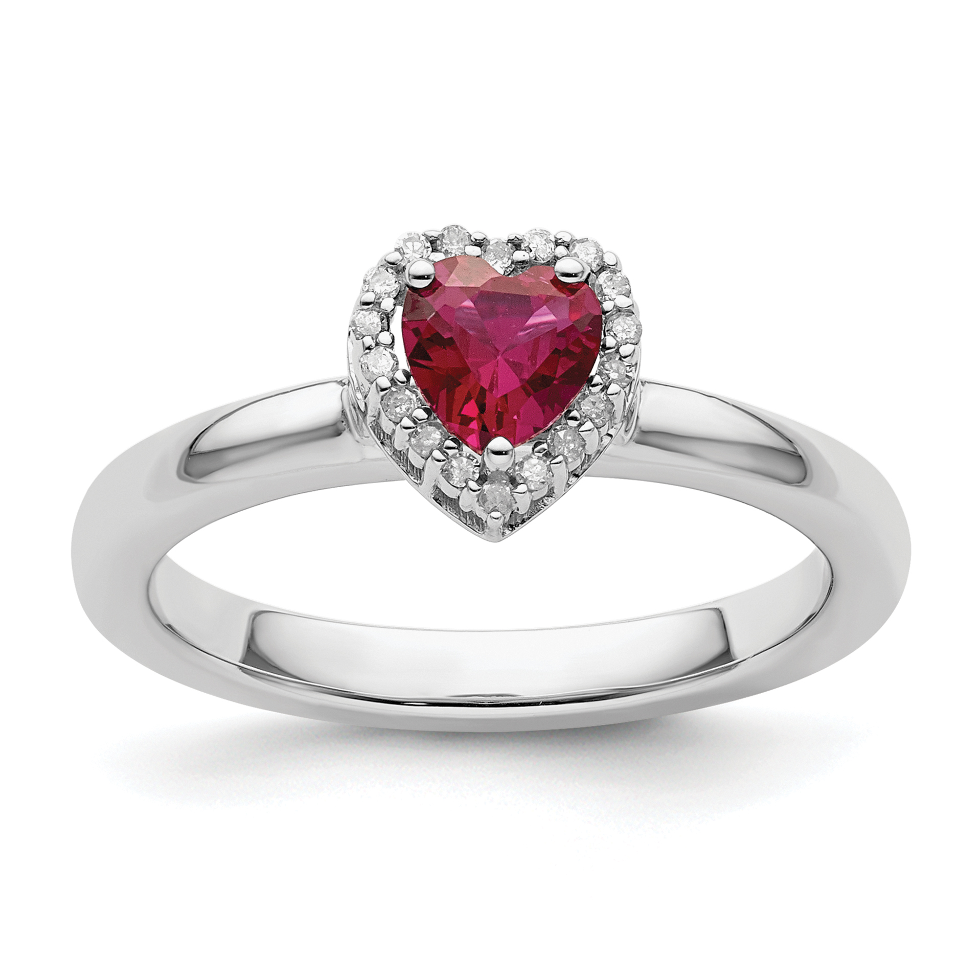 Stackable Expressions Sterling Silver Stackable Expressions Cr. Ruby Heart Diamond Ring