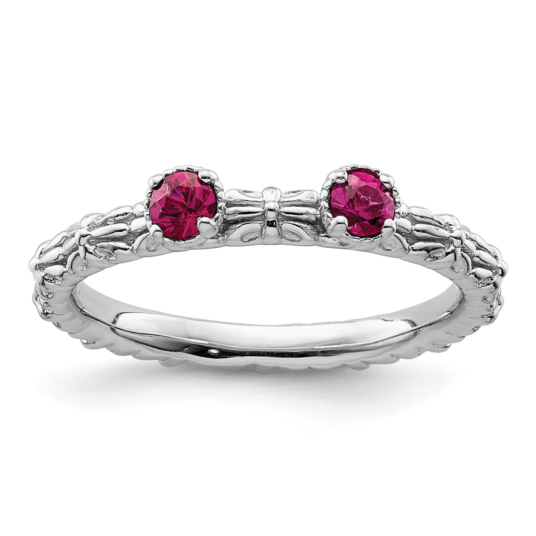Stackable Expressions Sterling Silver Stackable Expressions Created Ruby Two Stone Ring
