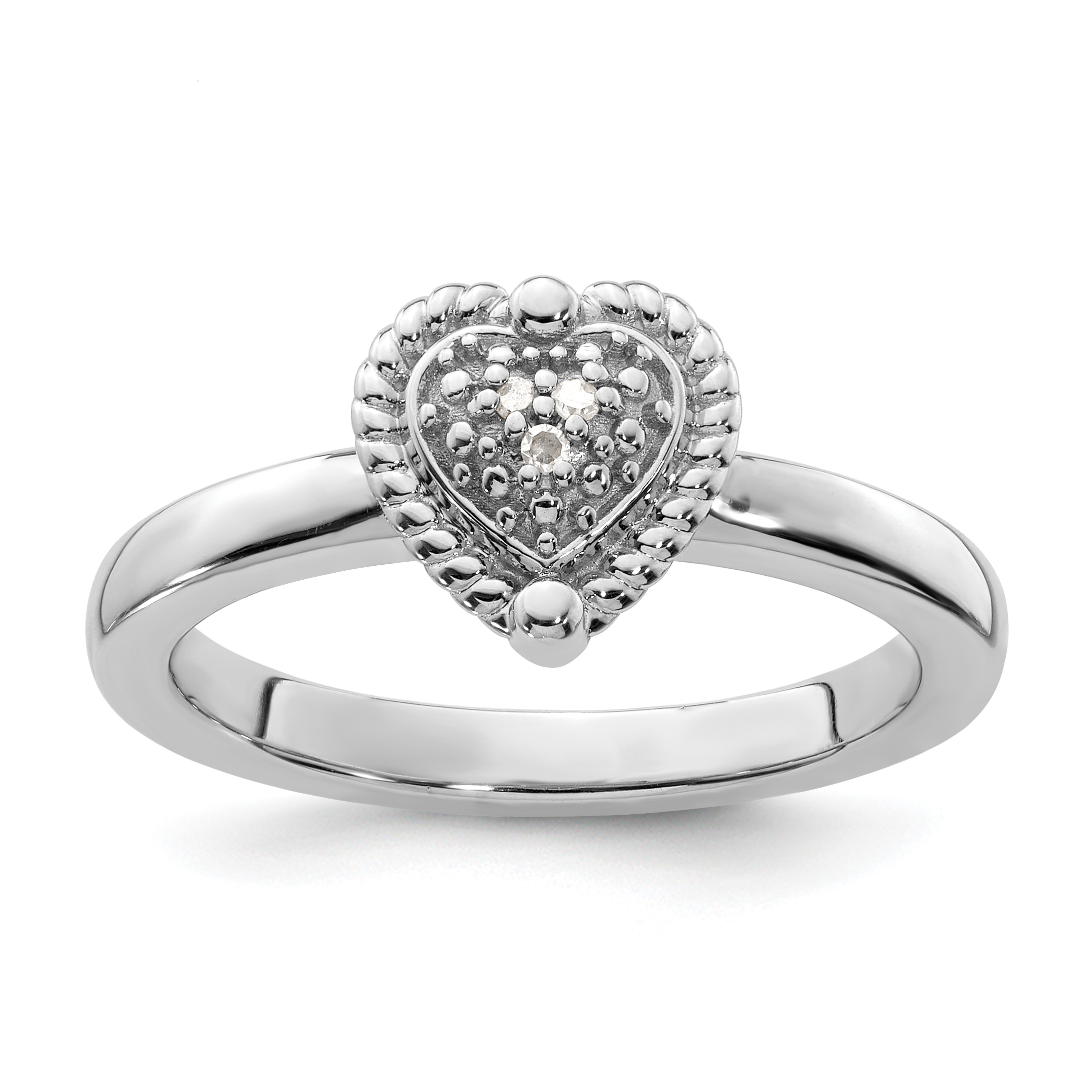 Stackable Expressions Sterling Silver Stackable Expressions Heart Diamond Ring