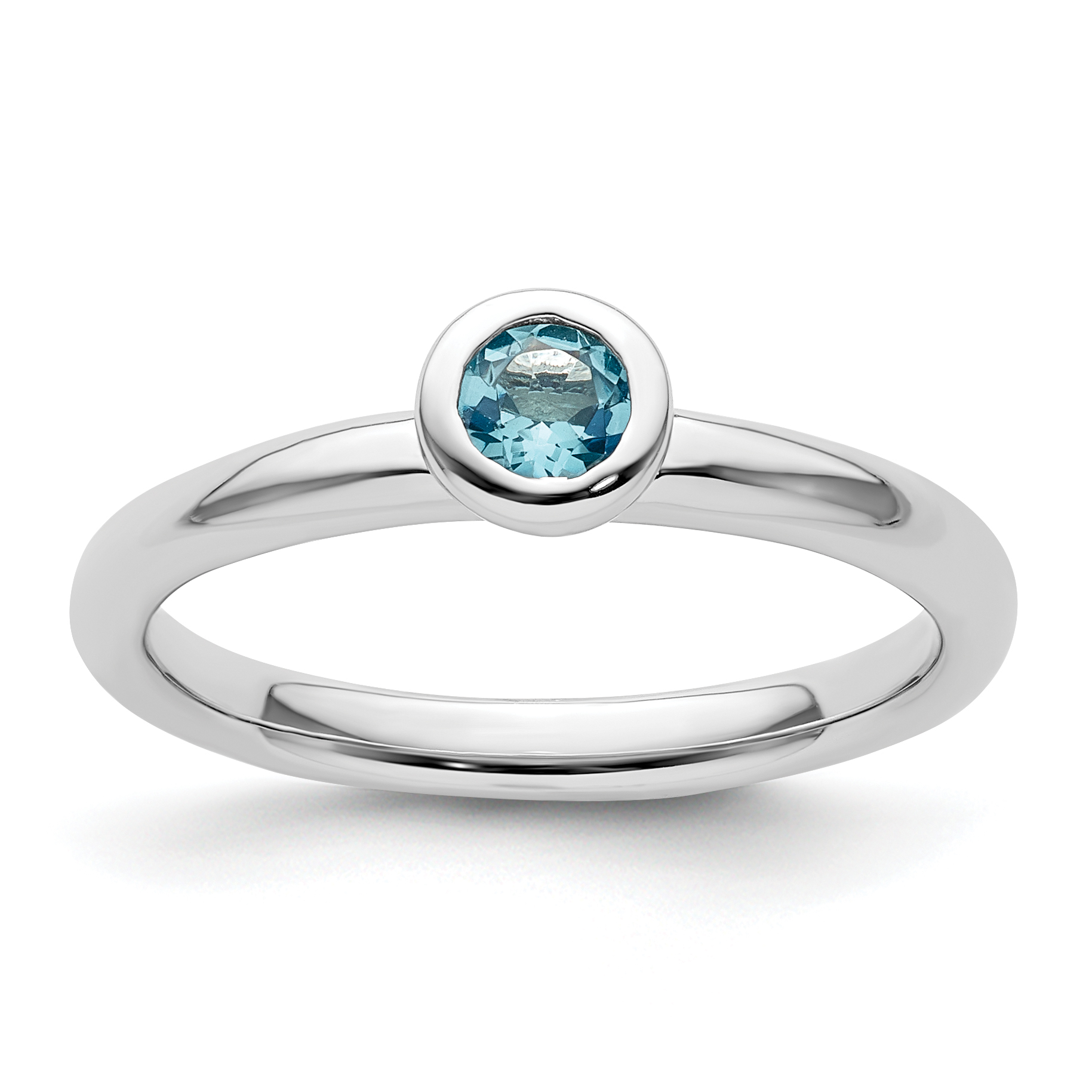 Stackable Expressions Sterling Silver Stackable Expressions Low 4mm Round Blue Topaz Ring
