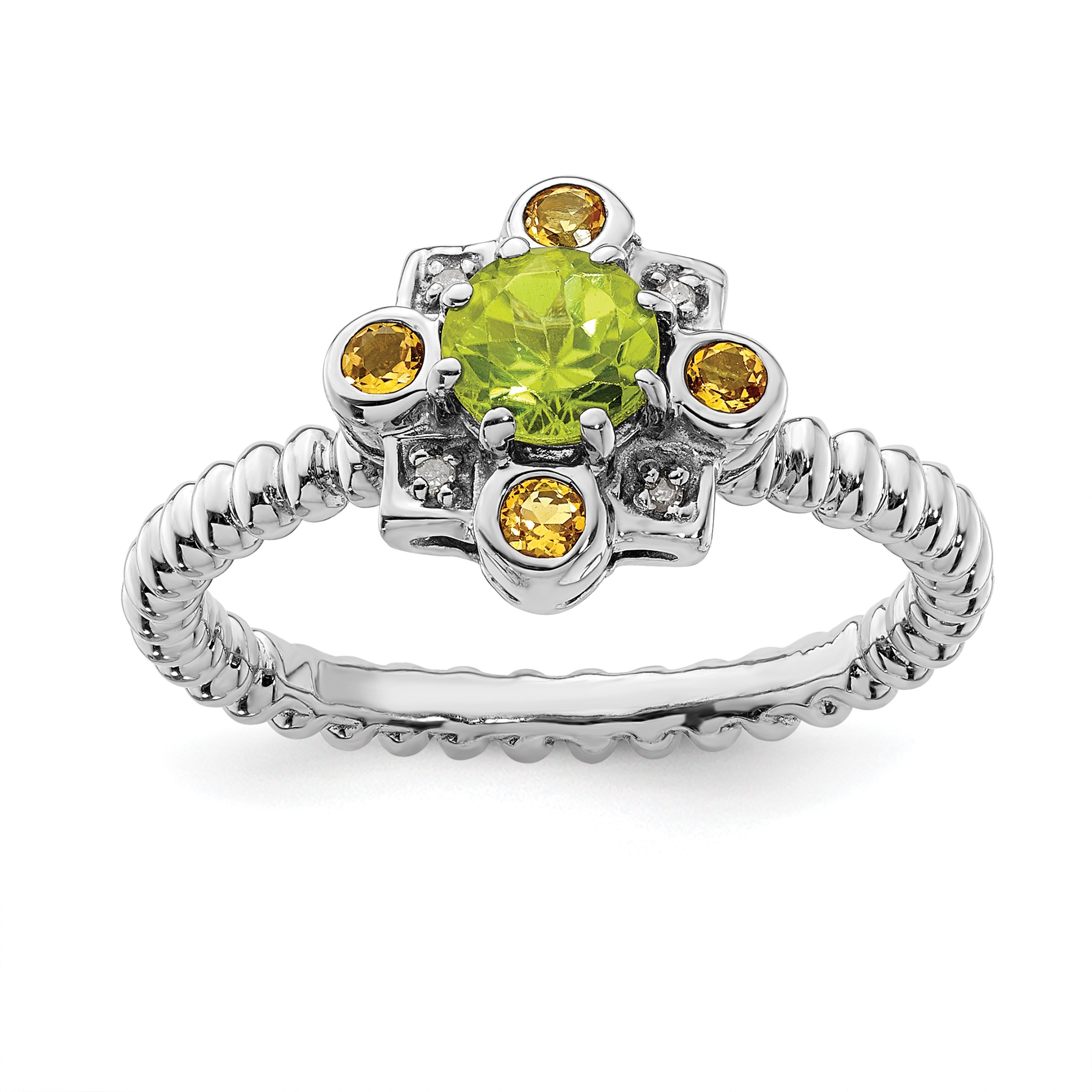 Stackable Expressions Sterling Silver Stackable Expressions Peridot, Citrine & Diamond Ring