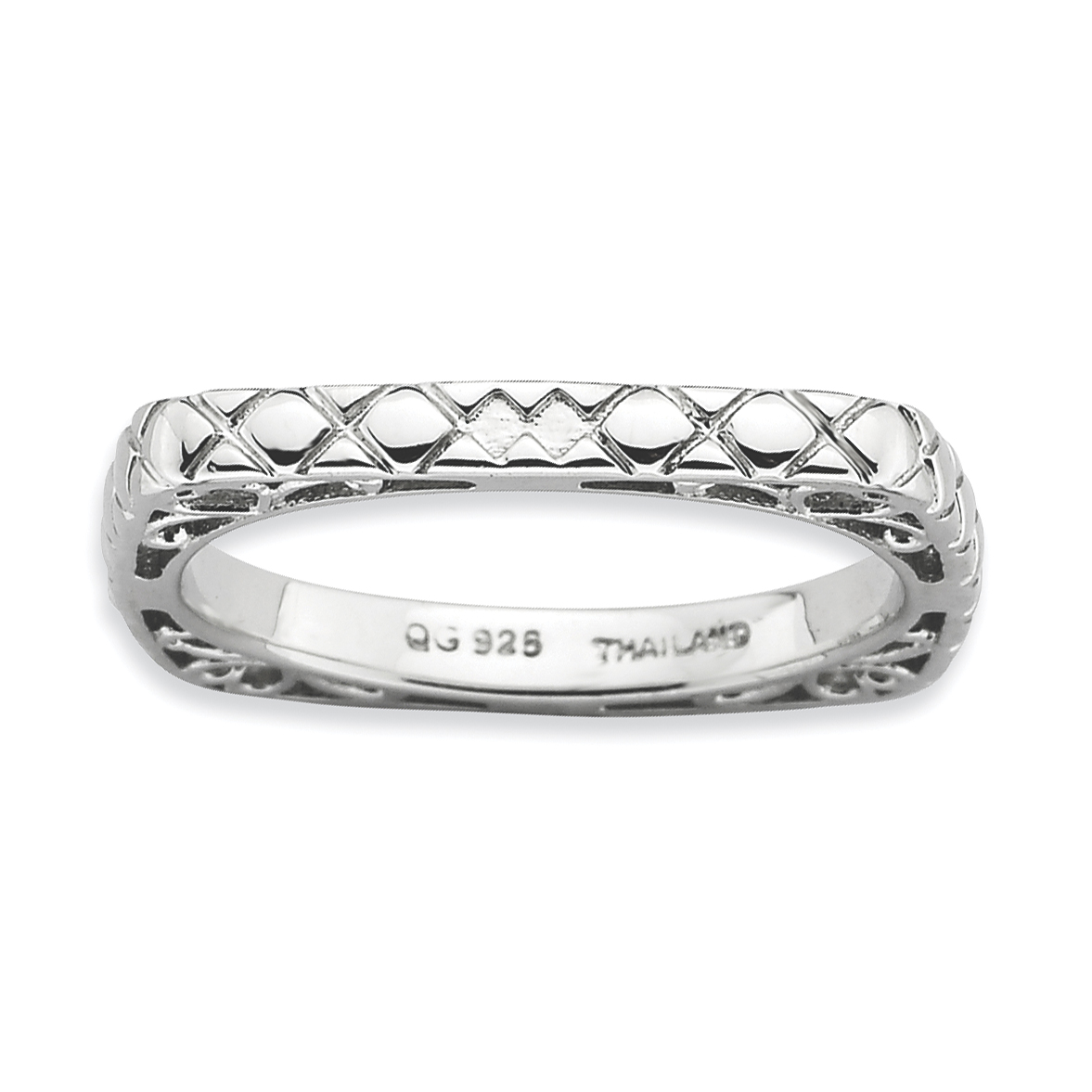 Stackable Expressions Sterling Silver Stackable Expressions Polished Rhodium-plate Square Ring