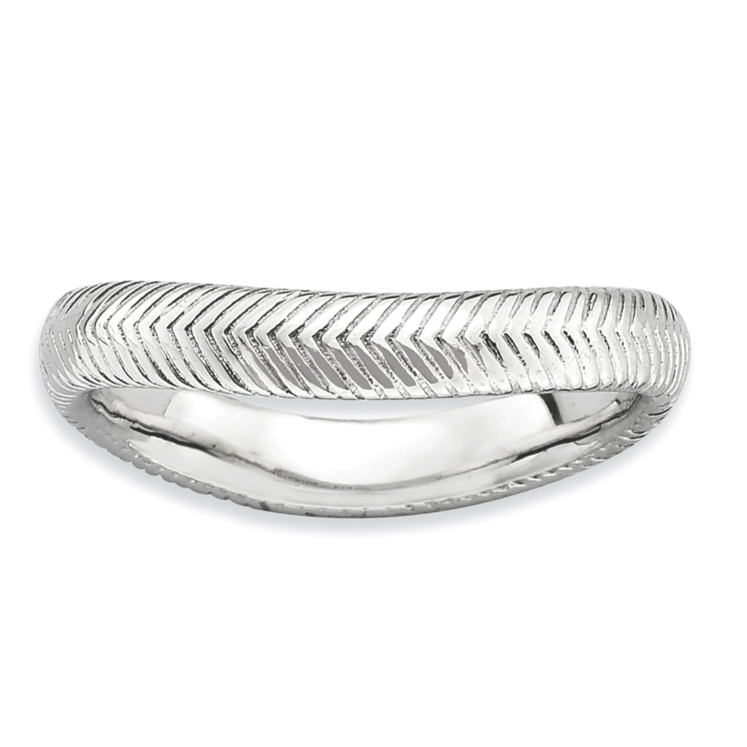 Stackable Expressions Sterling Silver Stackable Expressions Polished Rhodium-plate Wave Ring
