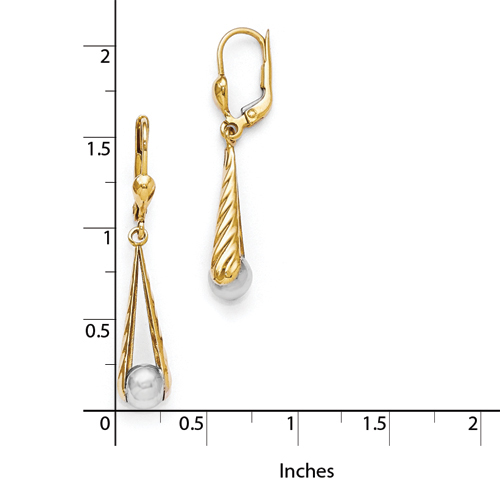 Leslie's 14k Two-tone Polished &Textured Dangle Leverback Earrings