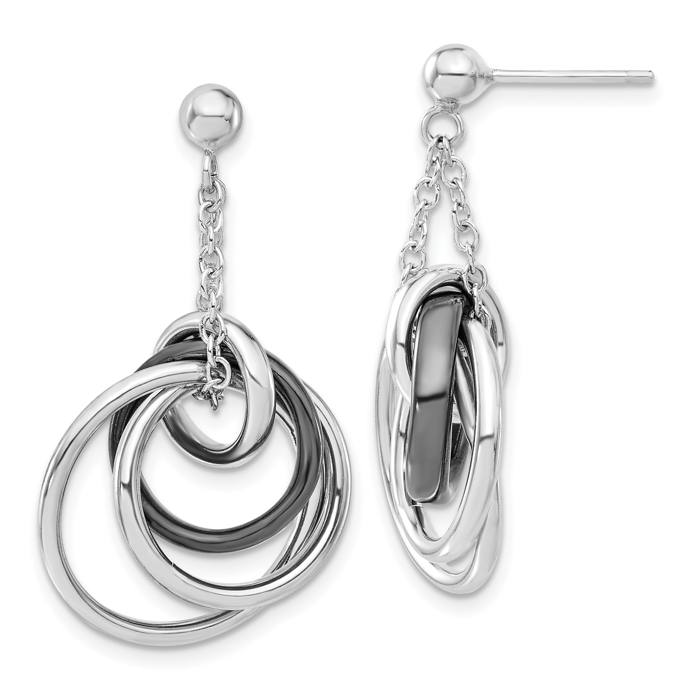 CLOSEOUTS Leslies Sterling Silver Black Ruthenium Polished Post Dangle Earring