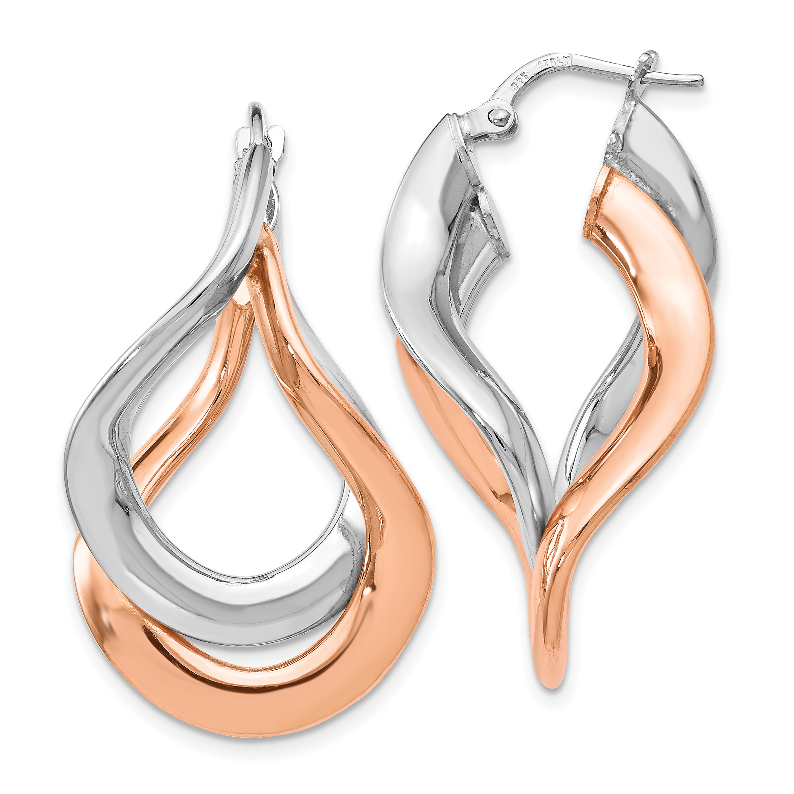 Leslie's Sterling Silver Rose Gold-plated Double Hoop Earrings