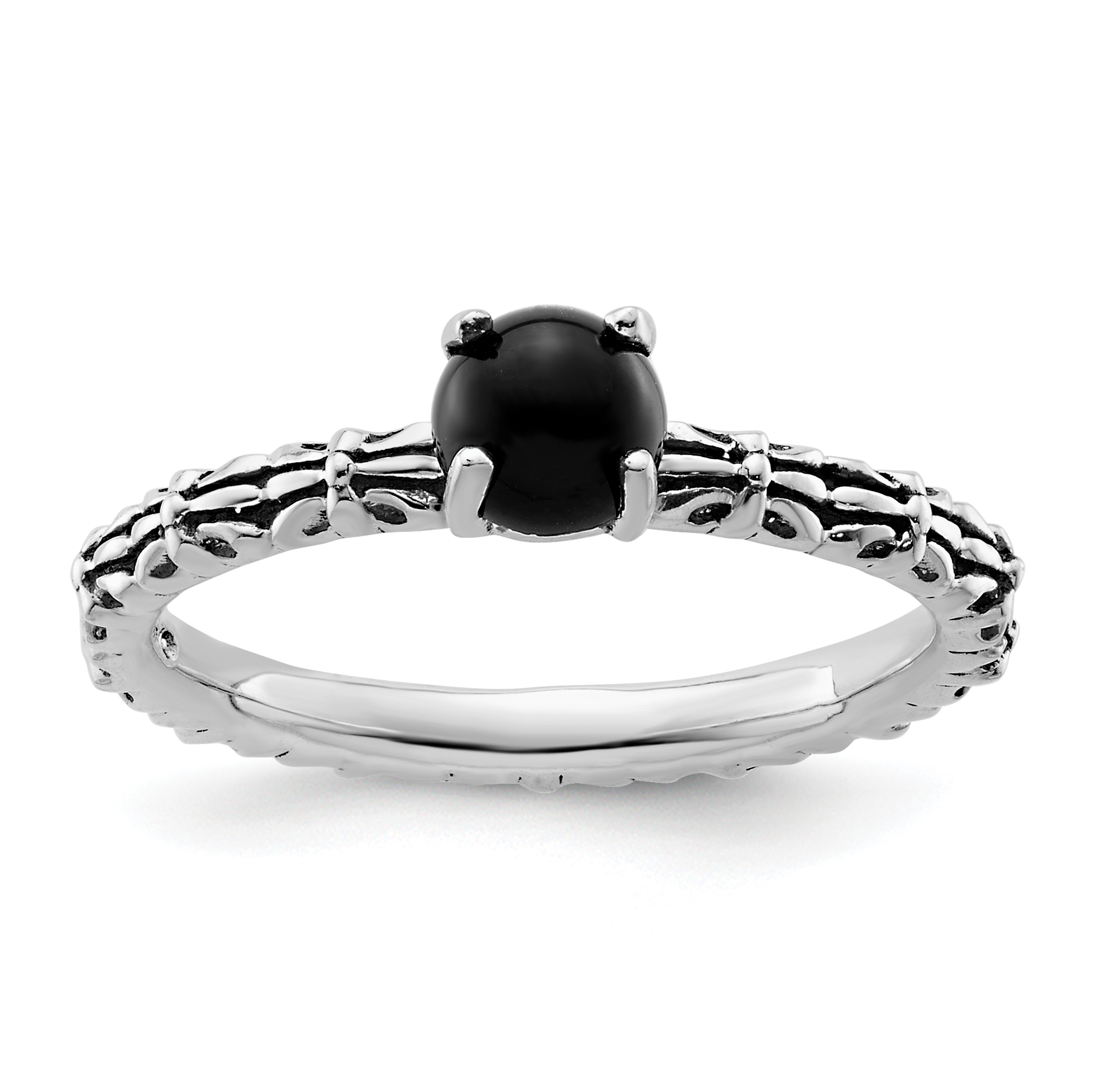 Stackable Expressions Sterling Silver Stackable Expressions Antiqued Black Agate Ring