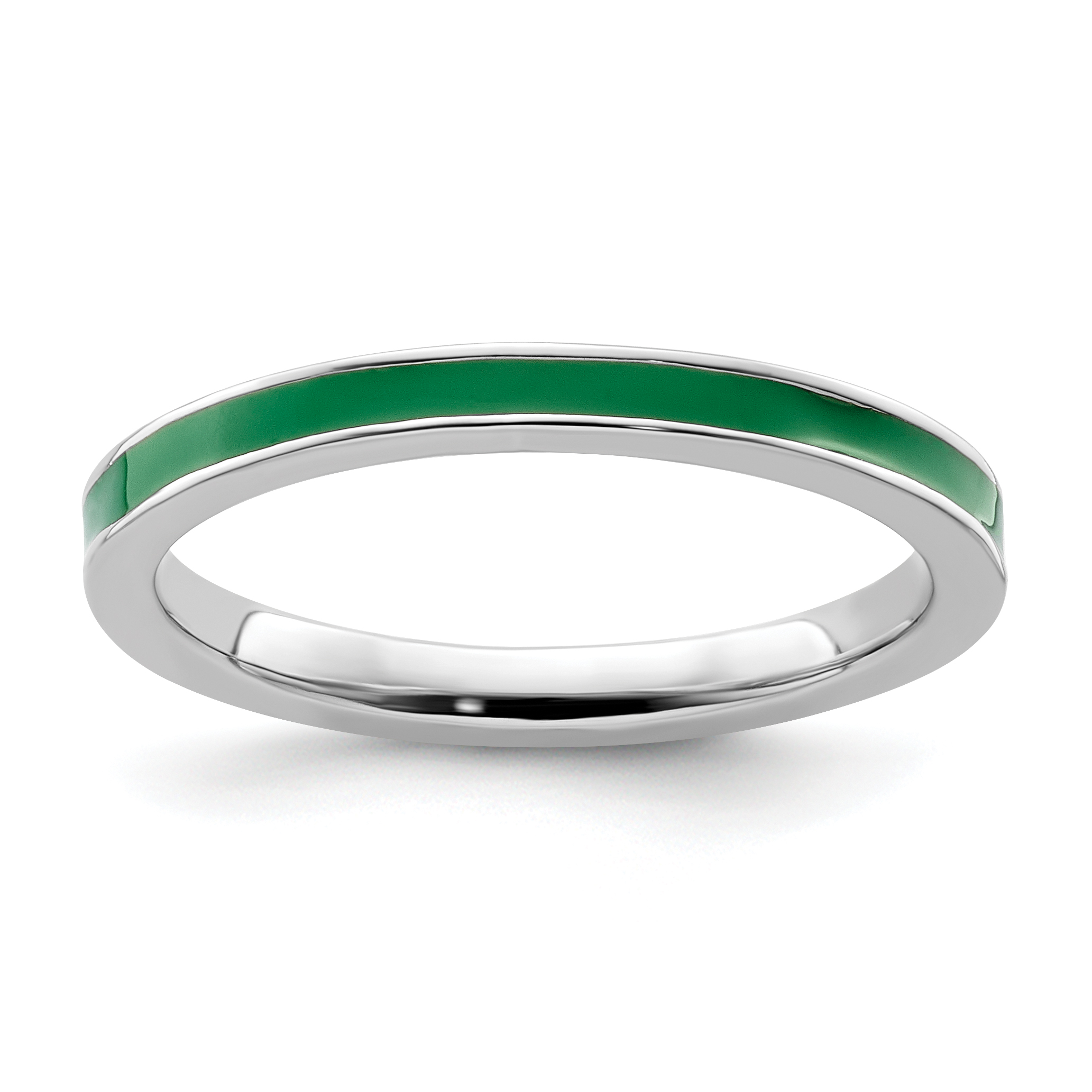 Stackable Expressions Sterling Silver Stackable Expressions Green Enameled 2.25mm Ring