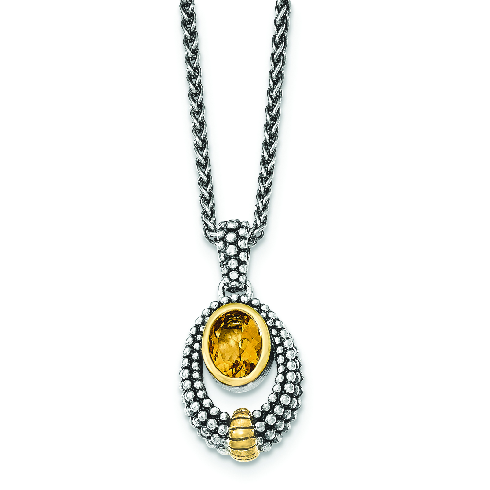 Shey Couture Sterling Silver w/Gold-tone Flash GP Citrine Necklace