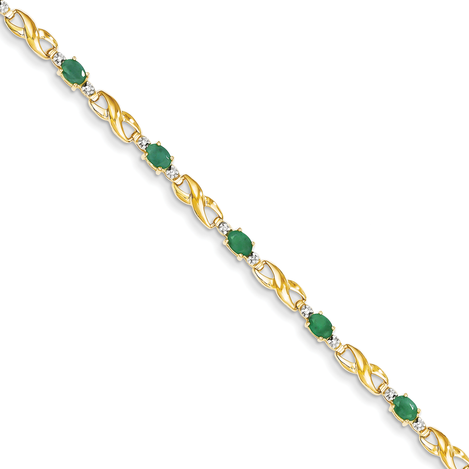 Celtic 14K Diamond and Emerald Oval Bracelet