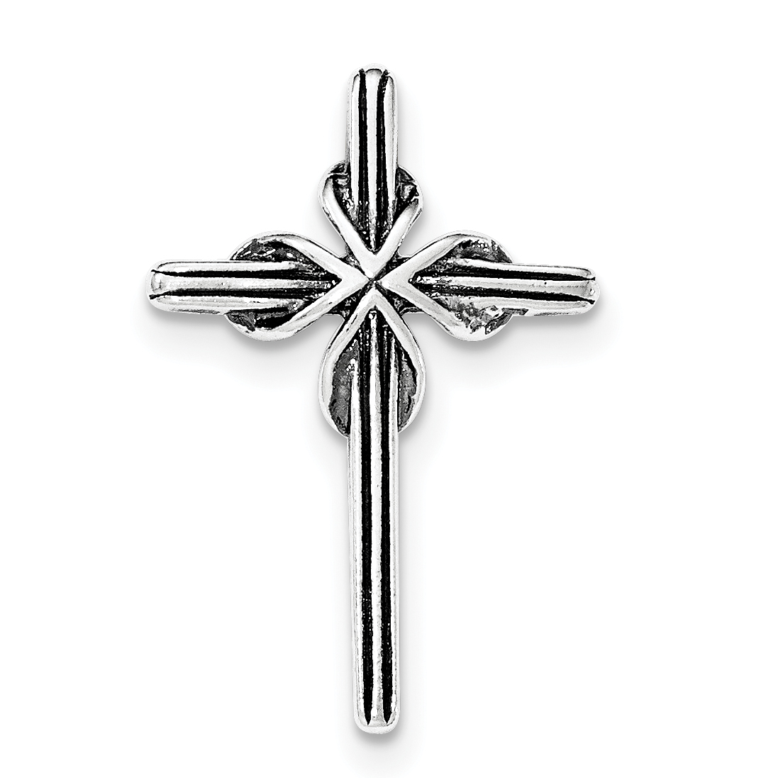Core Silver Sterling Silver Polished and Antiqued Cross Chain Slide Pendant