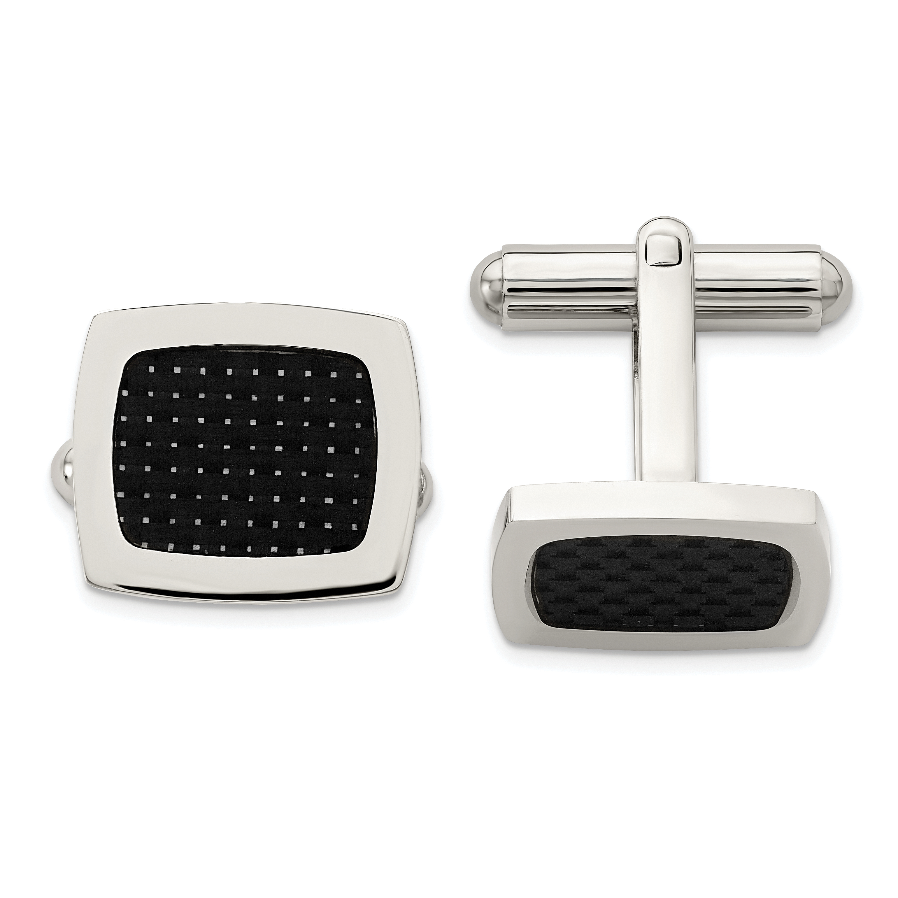 Chisel Stainless Steel Black Carbon Fiber Cuff Links