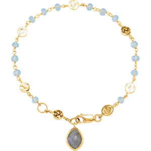 Tres Chere&Reg; Collection 18kt Yellow Vermeil Blue Chalcedony & Labradorite 7.5" Bracelet with Box